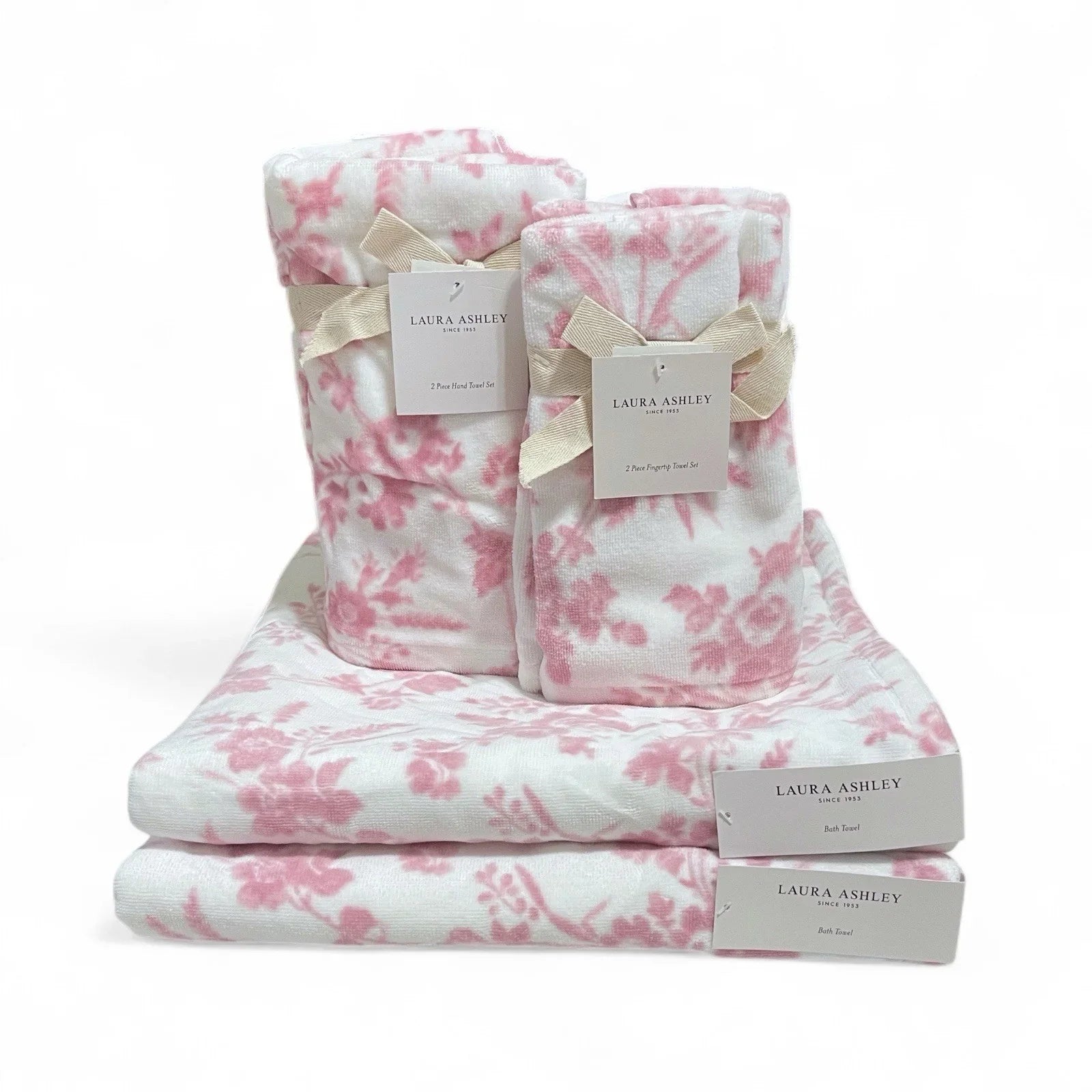 Laura Ashley Delphine Pink Floral 6-Piece Bath Towel Set - Trendiez U ♥ 