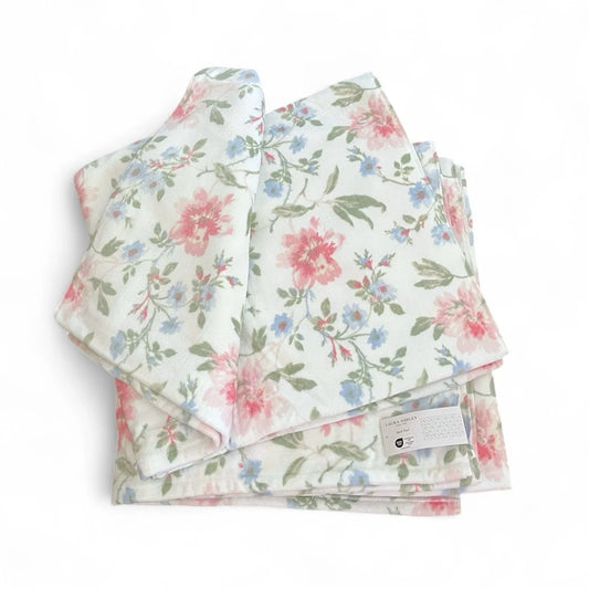 Laura Ashley Emilie pink blue floral beach Bath towel 100% cotton velour 2PC - Trendiez U ♥ 