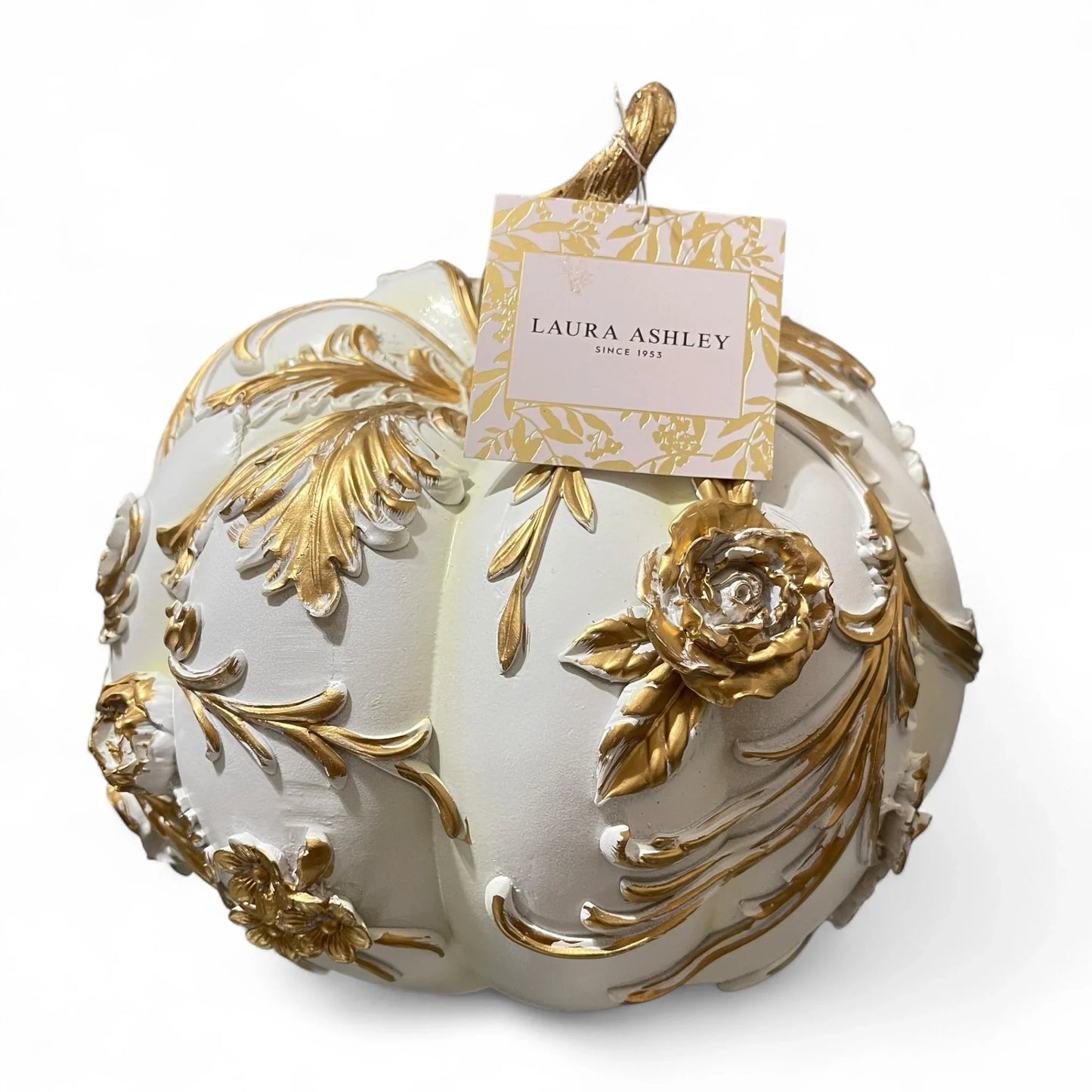 Laura Ashley Fall Harvest Pumpkin – Gold Resin Decorative Accent - Trendiez U ♥ 