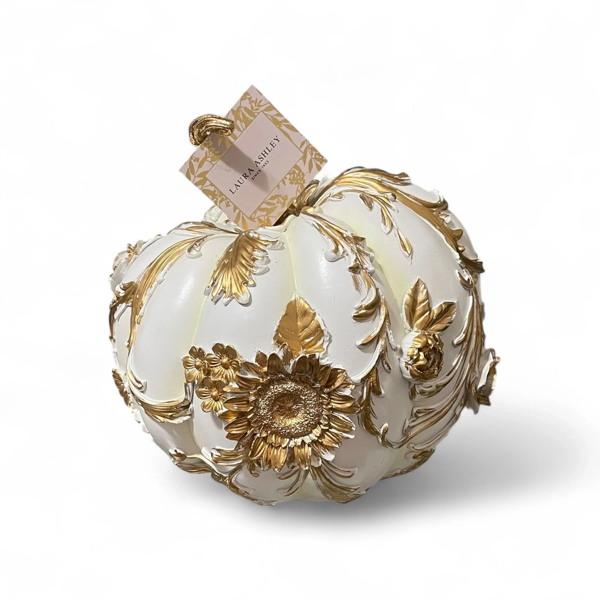 Laura Ashley Fall Harvest Pumpkin – Gold Resin Decorative Accent - Trendiez U ♥ 