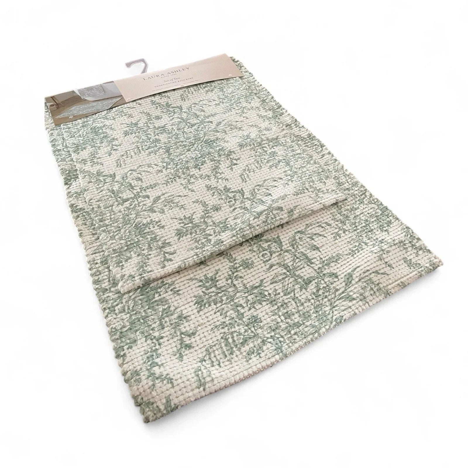 Laura Ashley Green Floral Bath Rug Set 2-Piece Anti-Slip - Trendiez U ♥ 