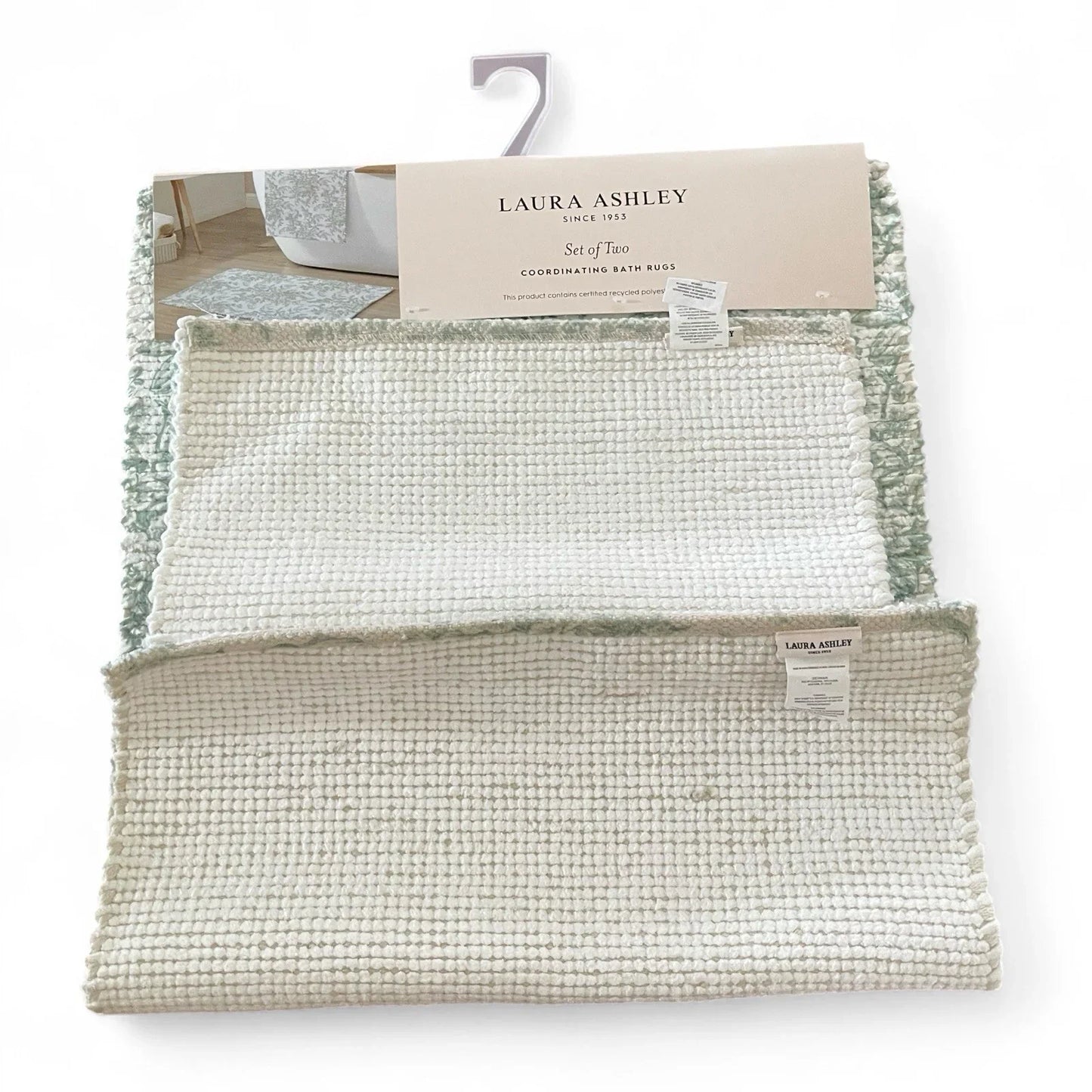 Laura Ashley Green Floral Bath Rug Set 2-Piece Anti-Slip - Trendiez U ♥ 