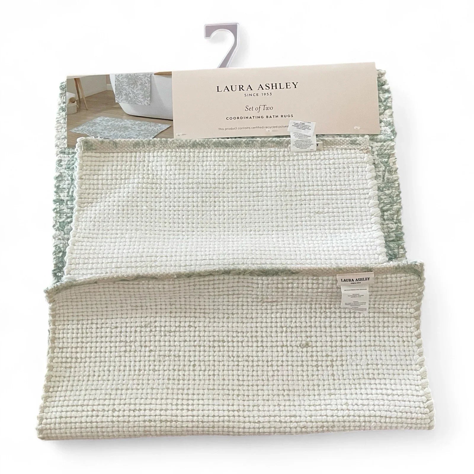 Laura Ashley Green Floral Bath Rug Set 2-Piece Anti-Slip - Trendiez U ♥ 