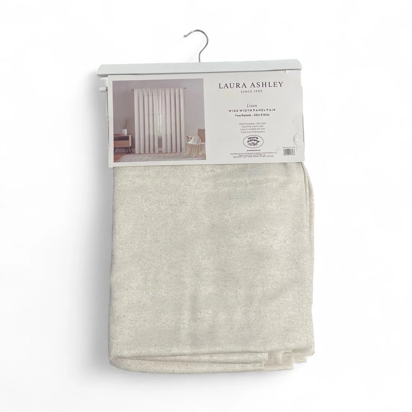 Laura Ashley Ivory Curtain Panel Set of 2 52x84” Elegant Shimmery Wide Width - Trendiez U ♥ 
