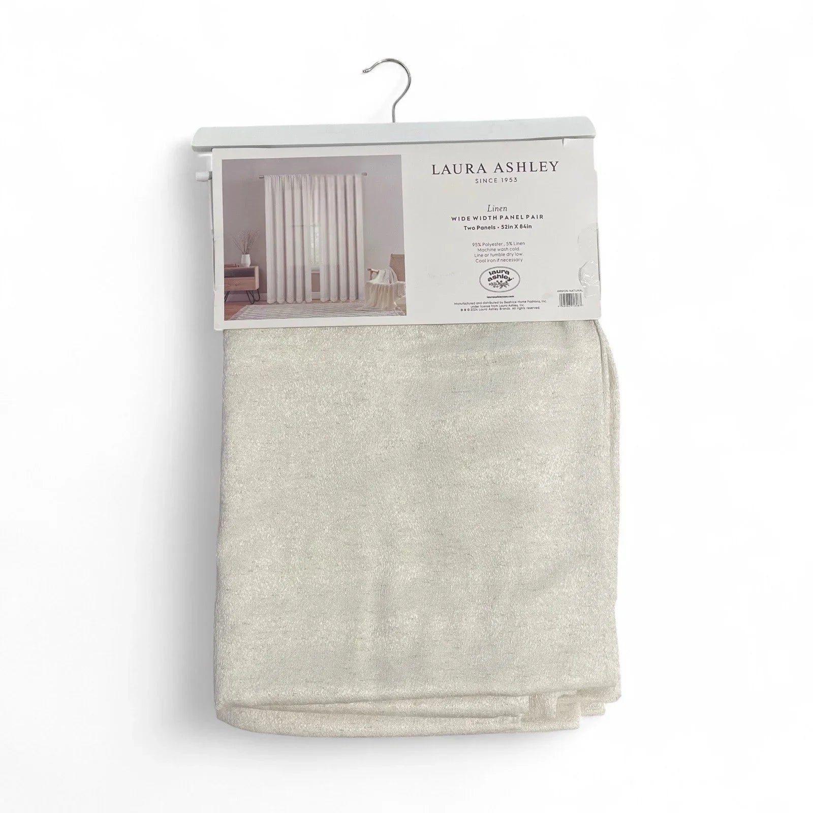 Laura Ashley Ivory Curtain Panel Set of 2 52x84” Elegant Shimmery Wide Width - Trendiez U ♥ 