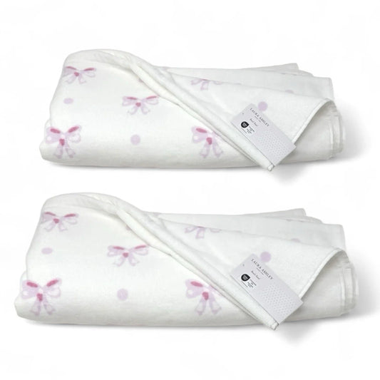 Laura Ashley Pink Bows Bath Beach Towel Pink White 36 x 72" XL “Heart Of Mine” - Trendiez U ♥ 