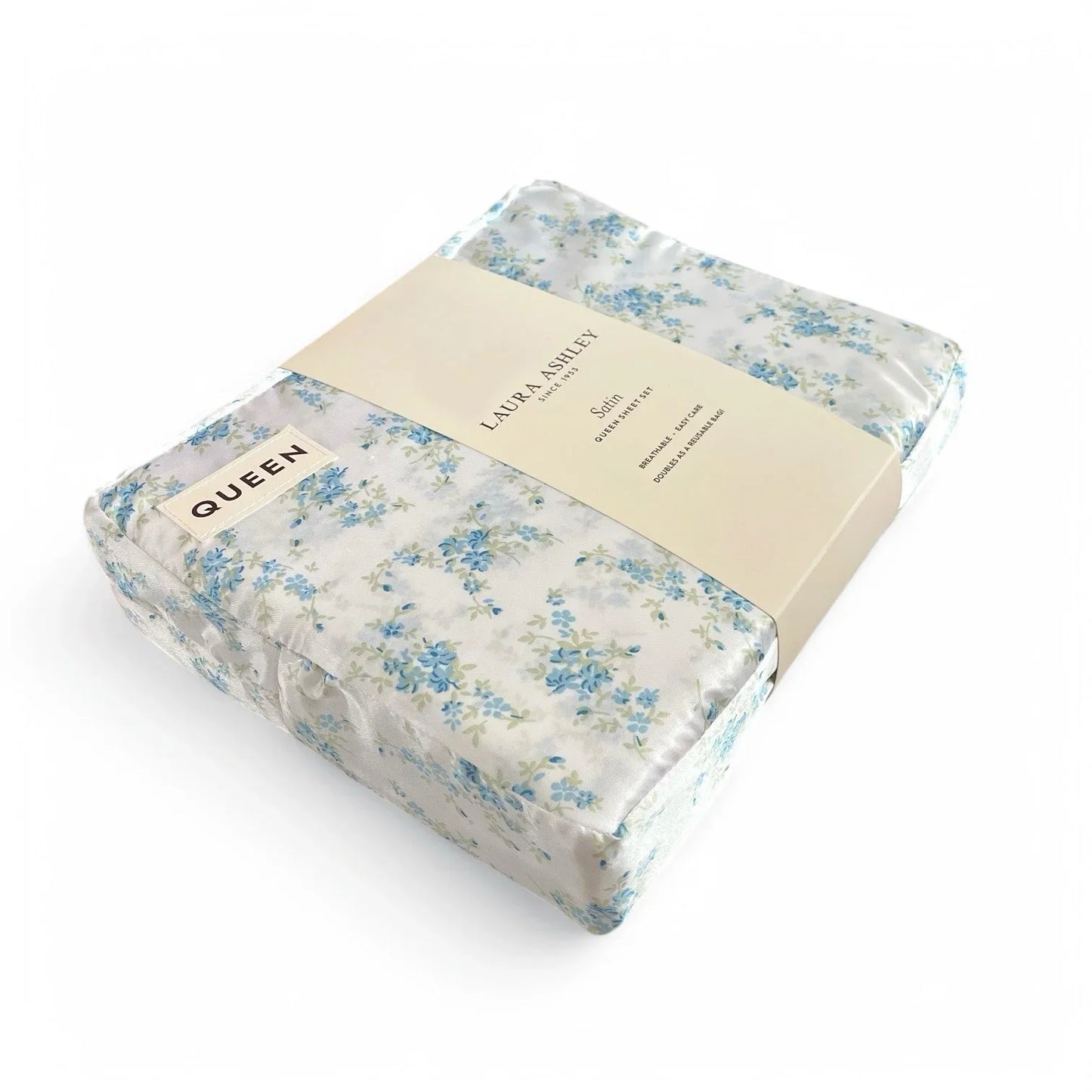 Laura Ashley Satin Floral Queen Sheet Set King Pillowcase Shabby Chic Cottage - Trendiez U ♥ 