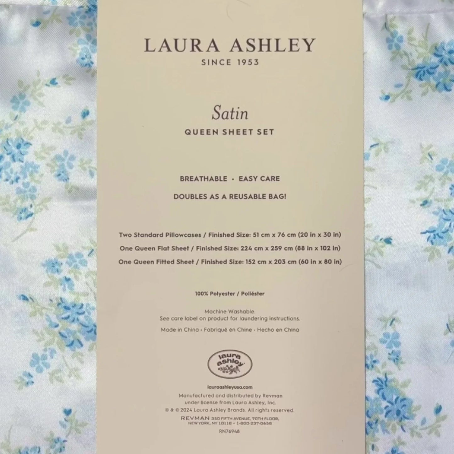 Laura Ashley Satin Floral Queen Sheet Set King Pillowcase Shabby Chic Cottage - Trendiez U ♥ 
