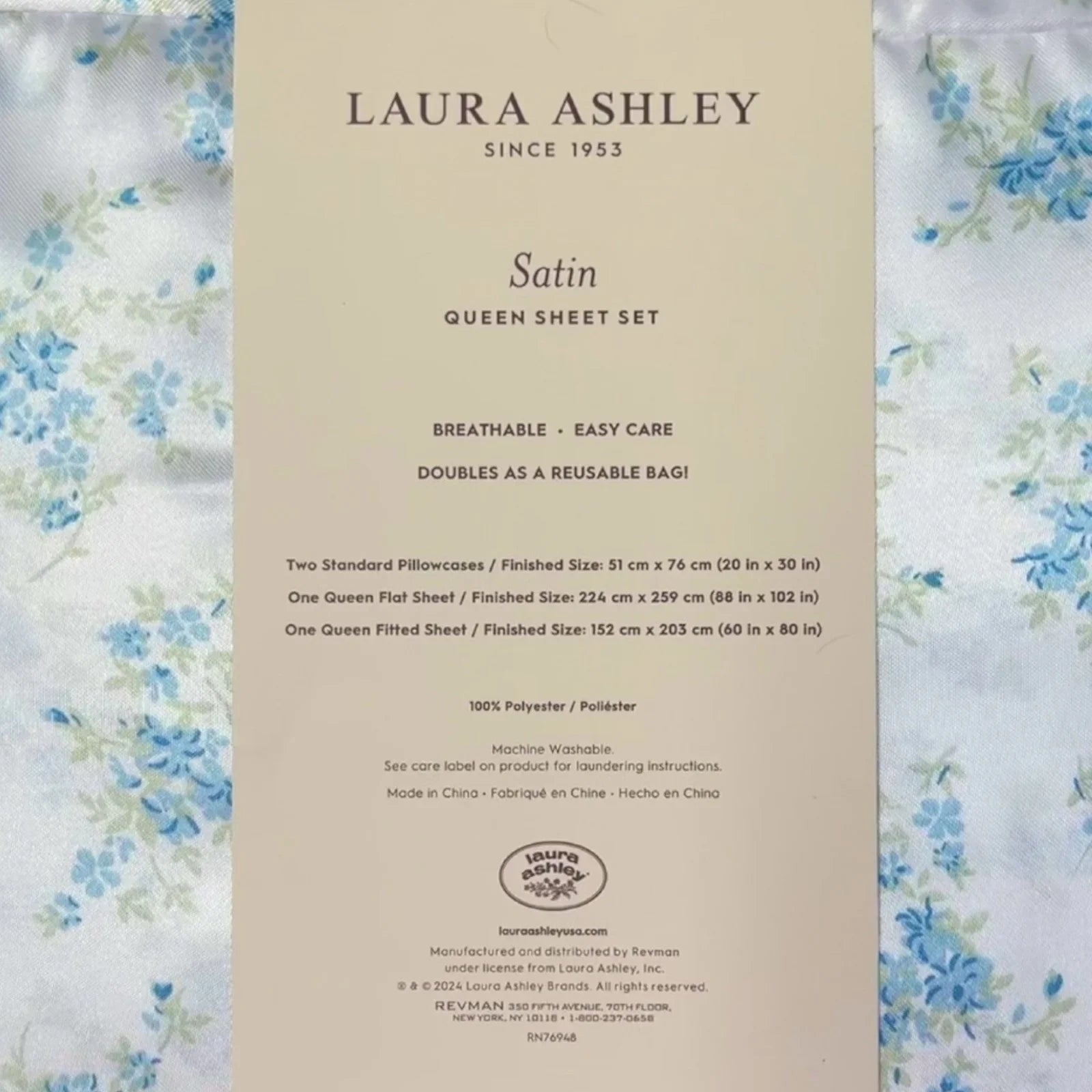 Laura Ashley Satin Floral Queen Sheet Set King Pillowcase Shabby Chic Cottage - Trendiez U ♥ 