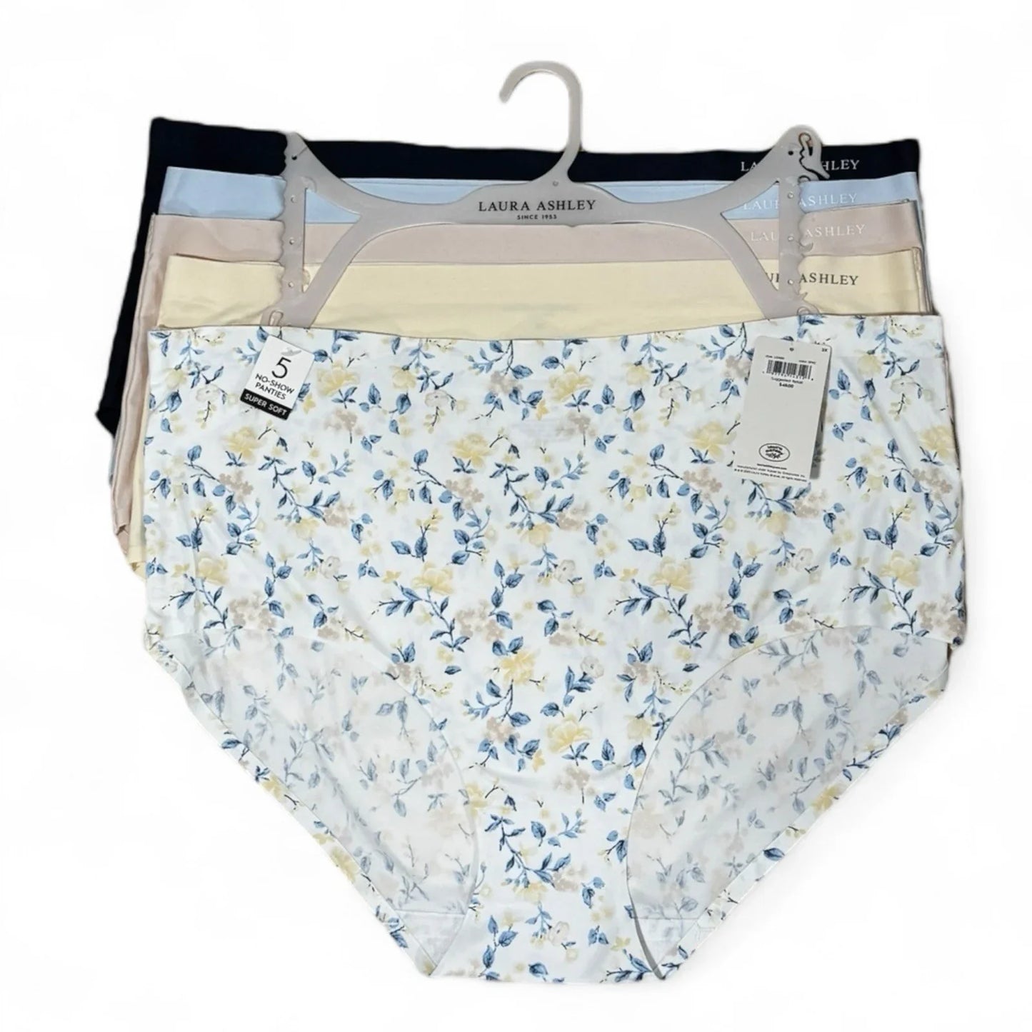 Laura Ashley Women’s Brief Underwear Panties Floral 5-Pair Spandex Blend ~ 3XL - Trendiez U ♥ 