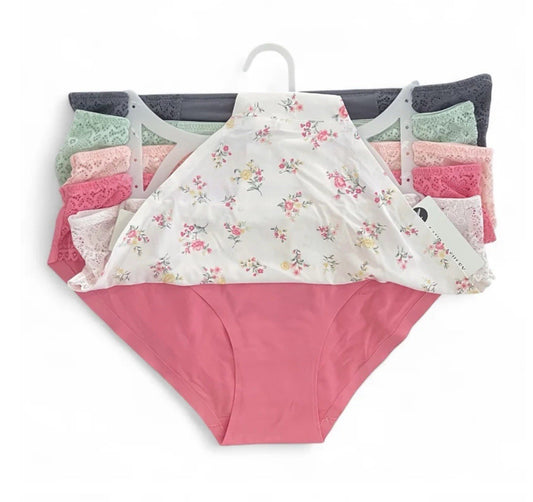Laura Ashley Women’s Lace Panties – 5-Pair Floral Nylon Blend, Size Large - Trendiez U ♥ 