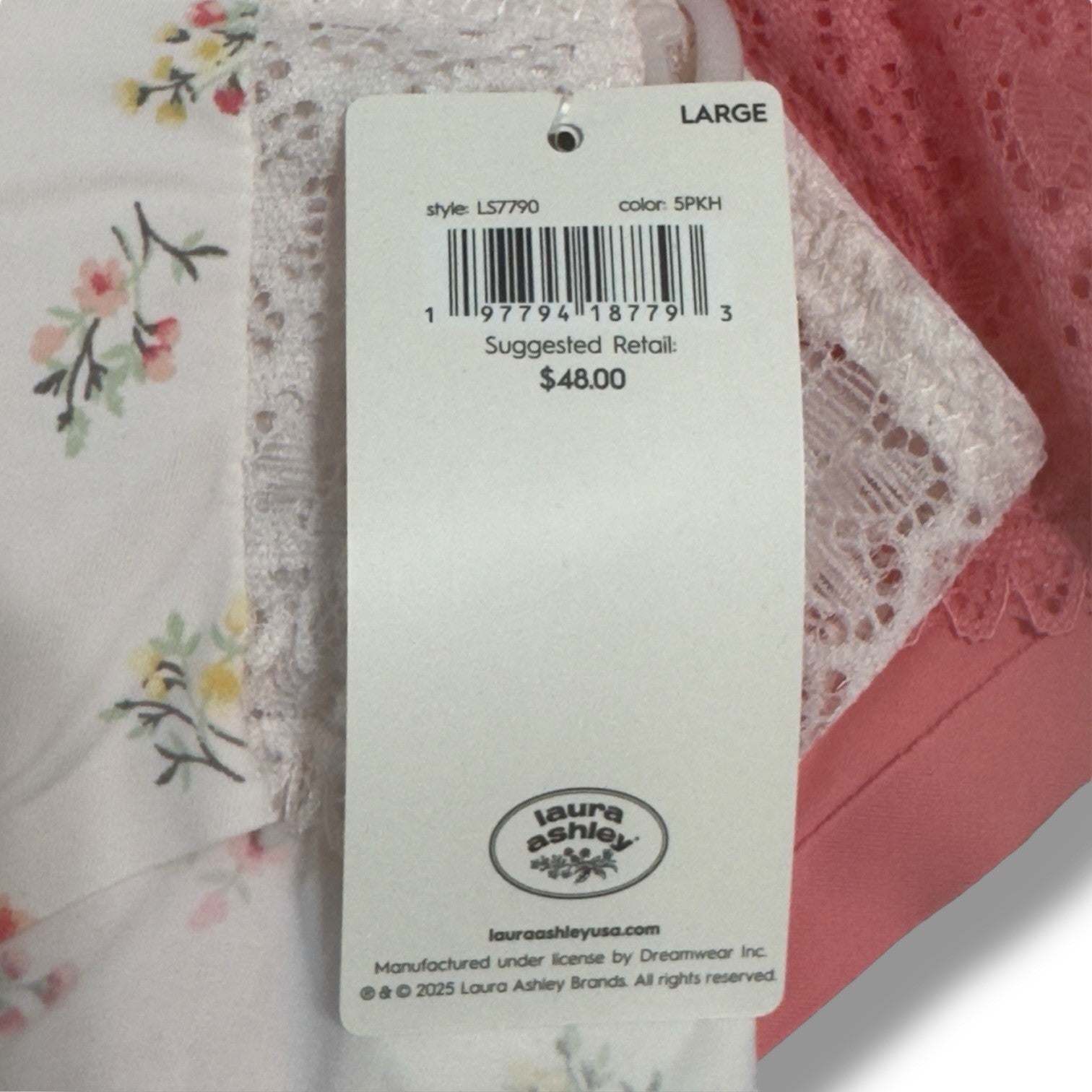 Laura Ashley Women’s Lace Panties – 5-Pair Floral Nylon Blend, Size Large - Trendiez U ♥ 