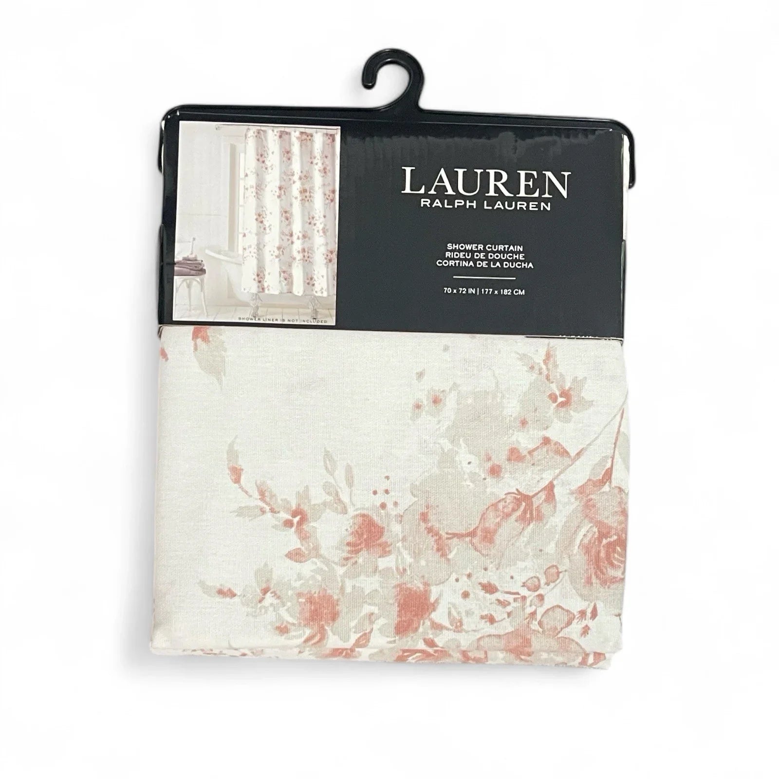 LAUREN RALPH LAUREN SHOWER CURTAIN PEACH FLORAL 70 X 72 100% COTTON NIP - Trendiez U ♥ 