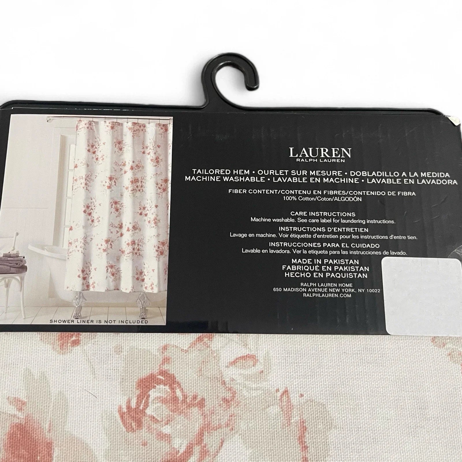 LAUREN RALPH LAUREN SHOWER CURTAIN PEACH FLORAL 70 X 72 100% COTTON NIP - Trendiez U ♥ 