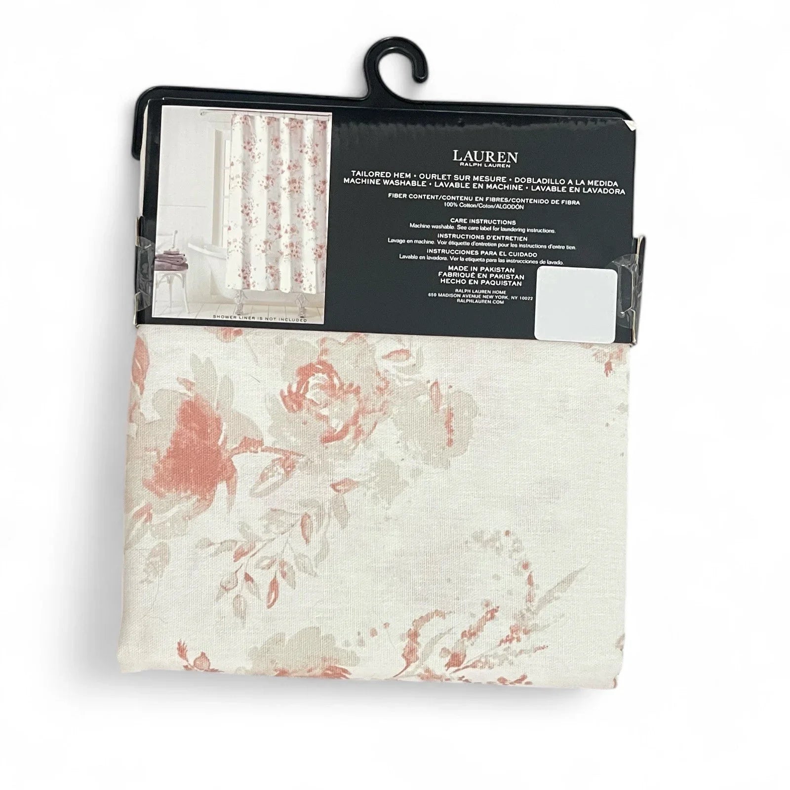 LAUREN RALPH LAUREN SHOWER CURTAIN PEACH FLORAL 70 X 72 100% COTTON NIP - Trendiez U ♥ 