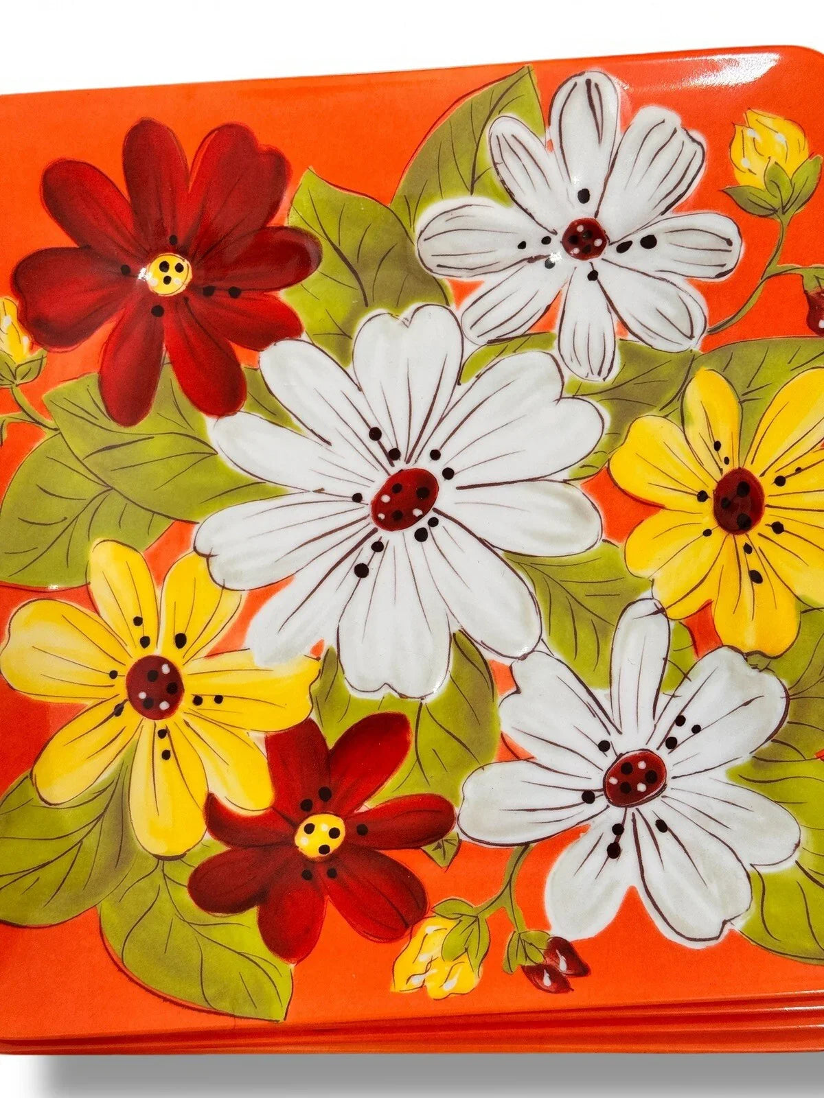 Laurie Gates 12pc Melamine Floral Square Embossed Party Dinnerware Plate Set - Trendiez U ♥ 
