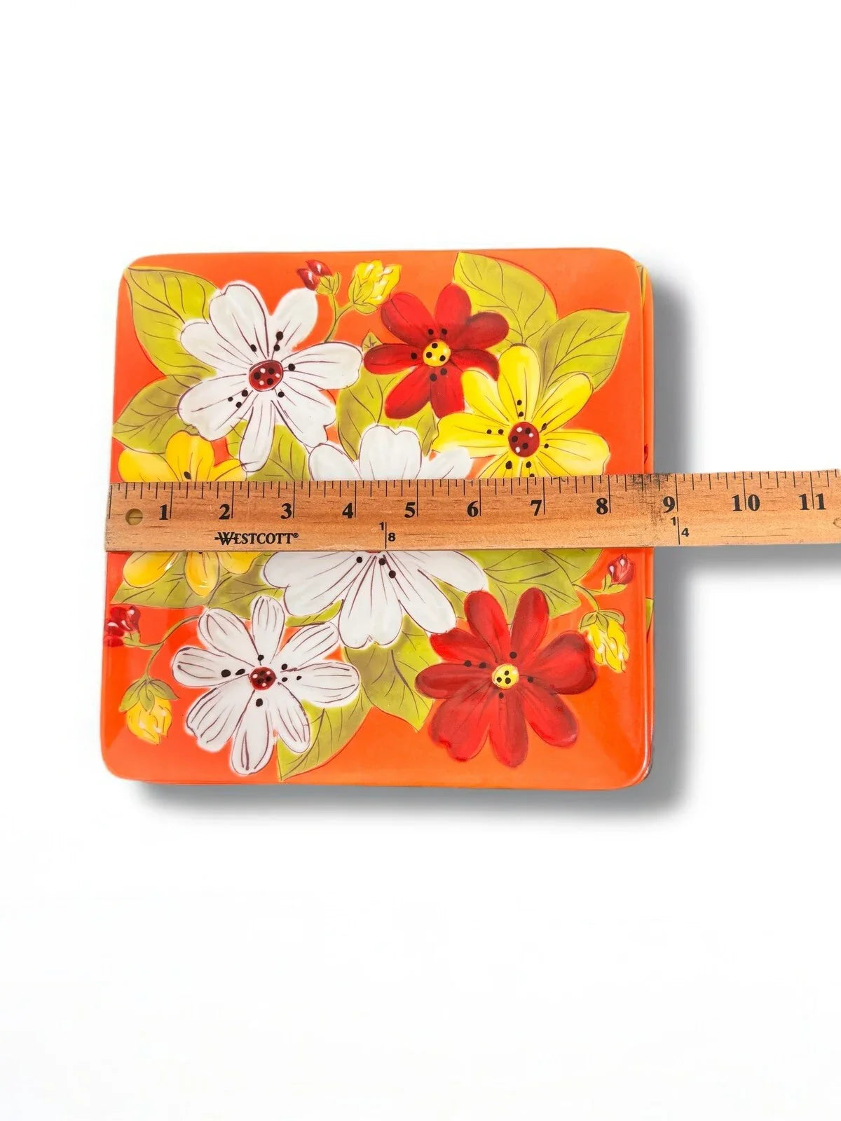 Laurie Gates 12pc Melamine Floral Square Embossed Party Dinnerware Plate Set - Trendiez U ♥ 
