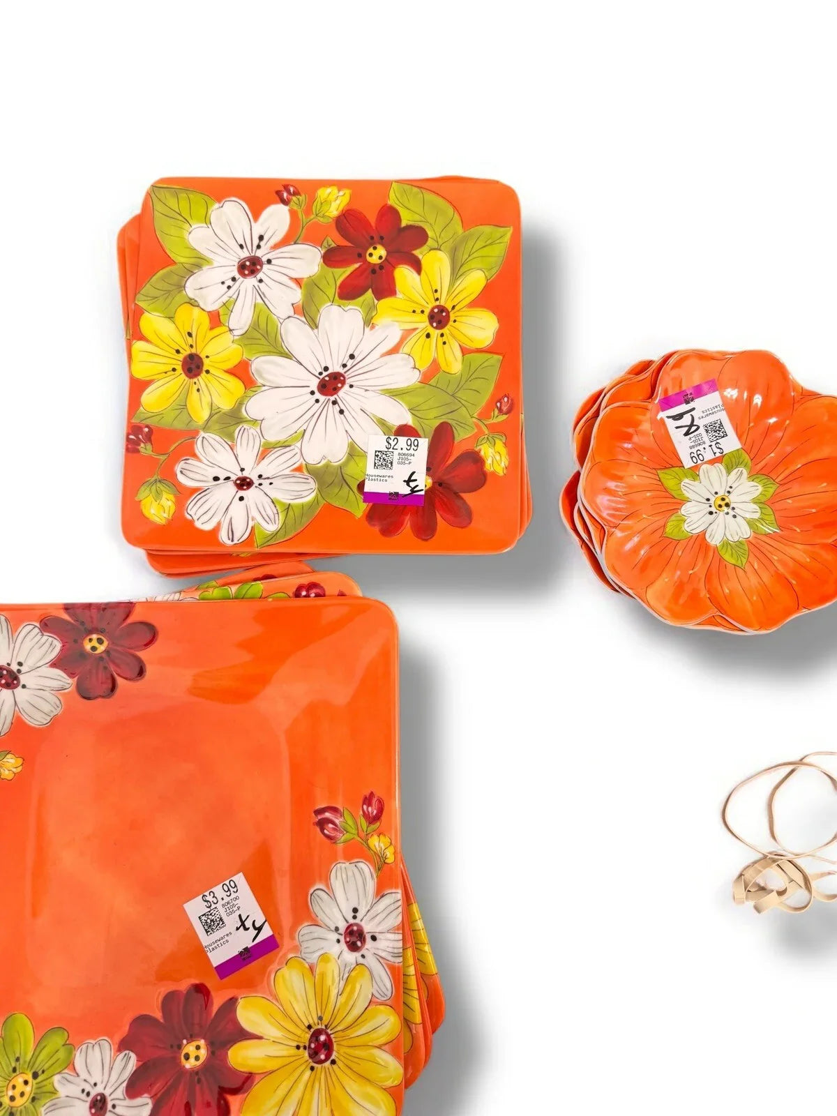 Laurie Gates 12pc Melamine Floral Square Embossed Party Dinnerware Plate Set - Trendiez U ♥ 