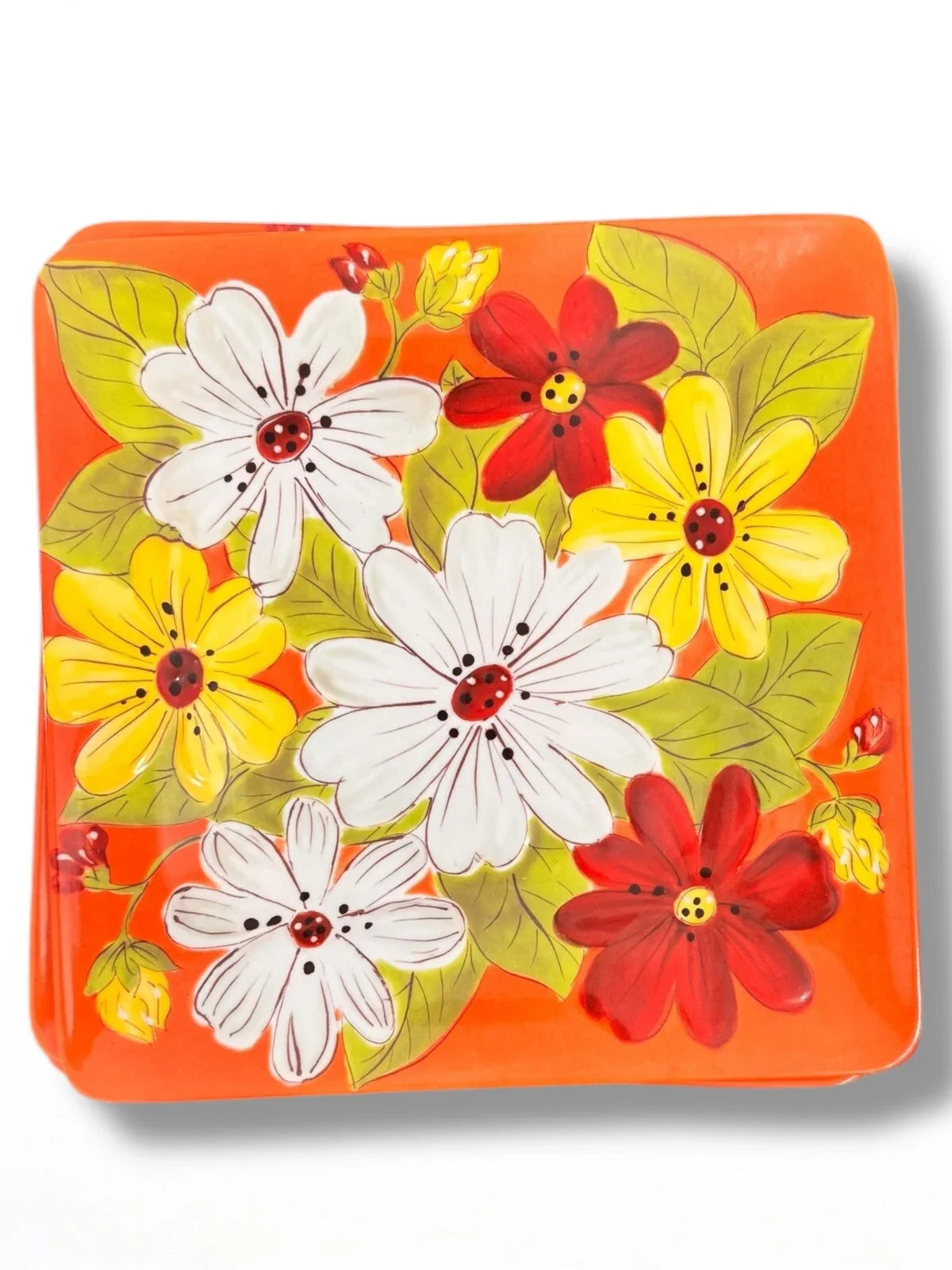 Laurie Gates 12pc Melamine Floral Square Embossed Party Dinnerware Plate Set - Trendiez U ♥ 