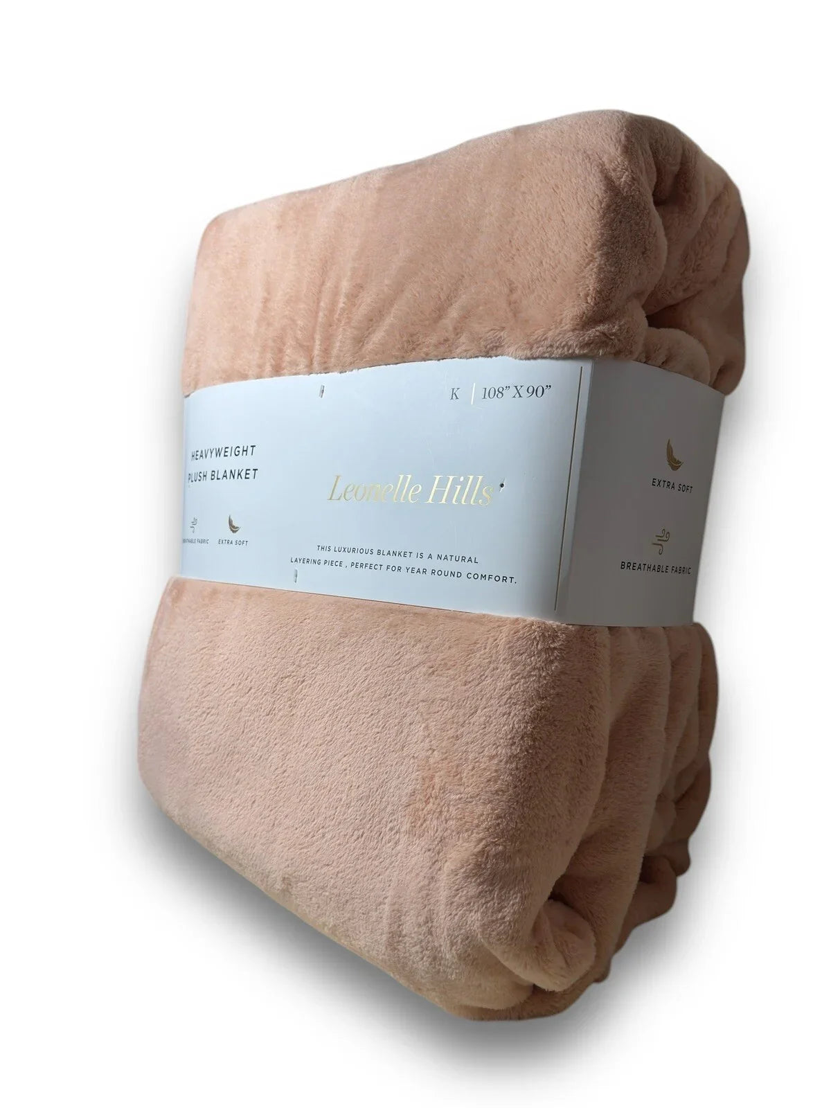 Leonelle Hills Heavyweight Plush Peach King Blanket Soft Luxury Heavy 108”x90” - Trendiez U ♥ 