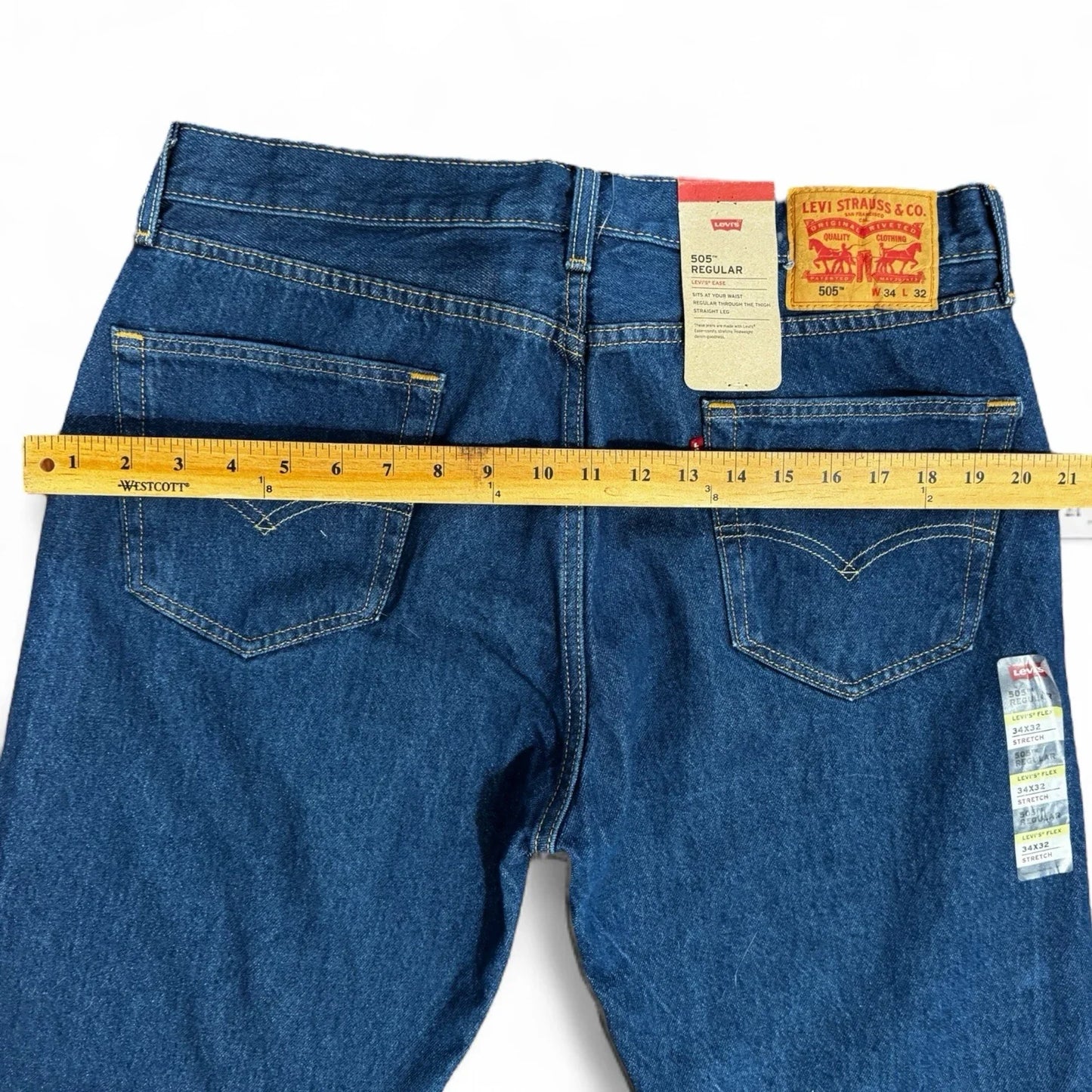 Levi’s 505 Regular Fit Jeans Mens Classic Straight Leg Stretch Denim 34x30 - Trendiez U ♥ 