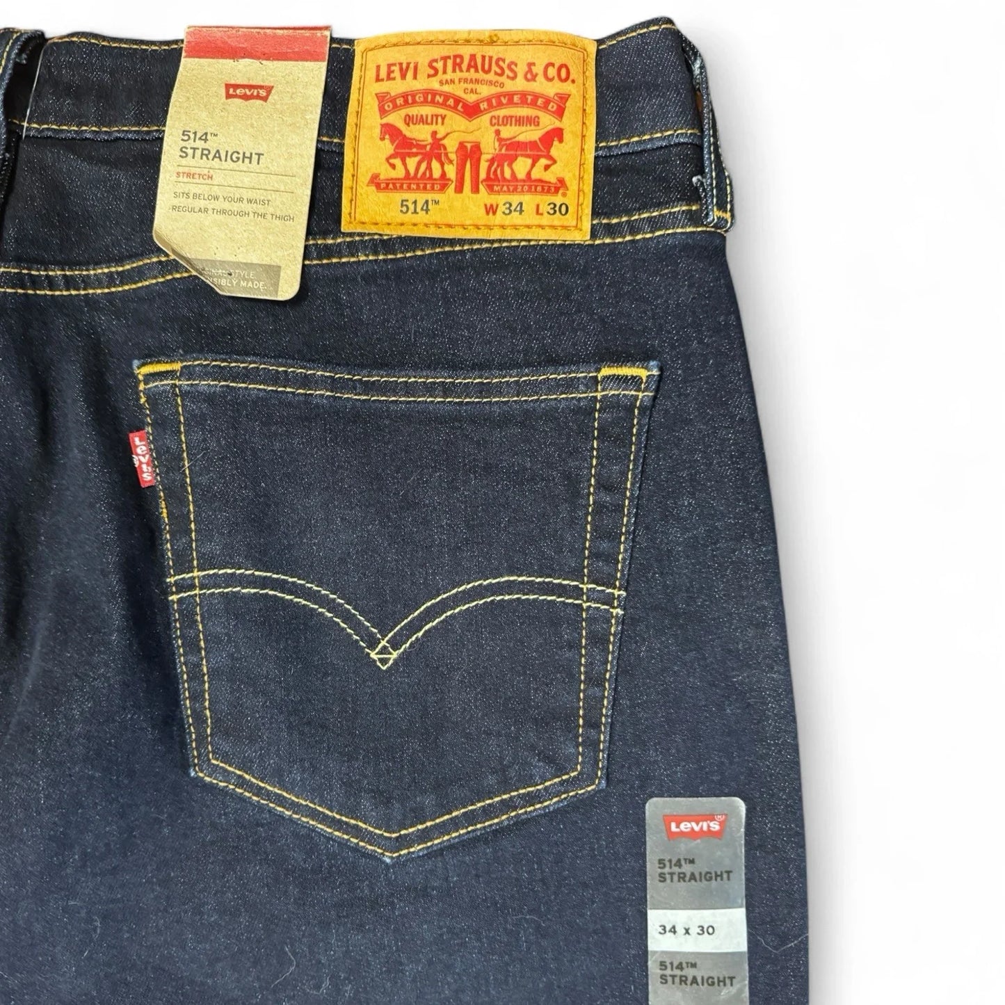Levi’s 514 Straight Fit Men's Jeans Dark Denim Wash: 34x30 Style# 00514-1325 - Trendiez U ♥ 