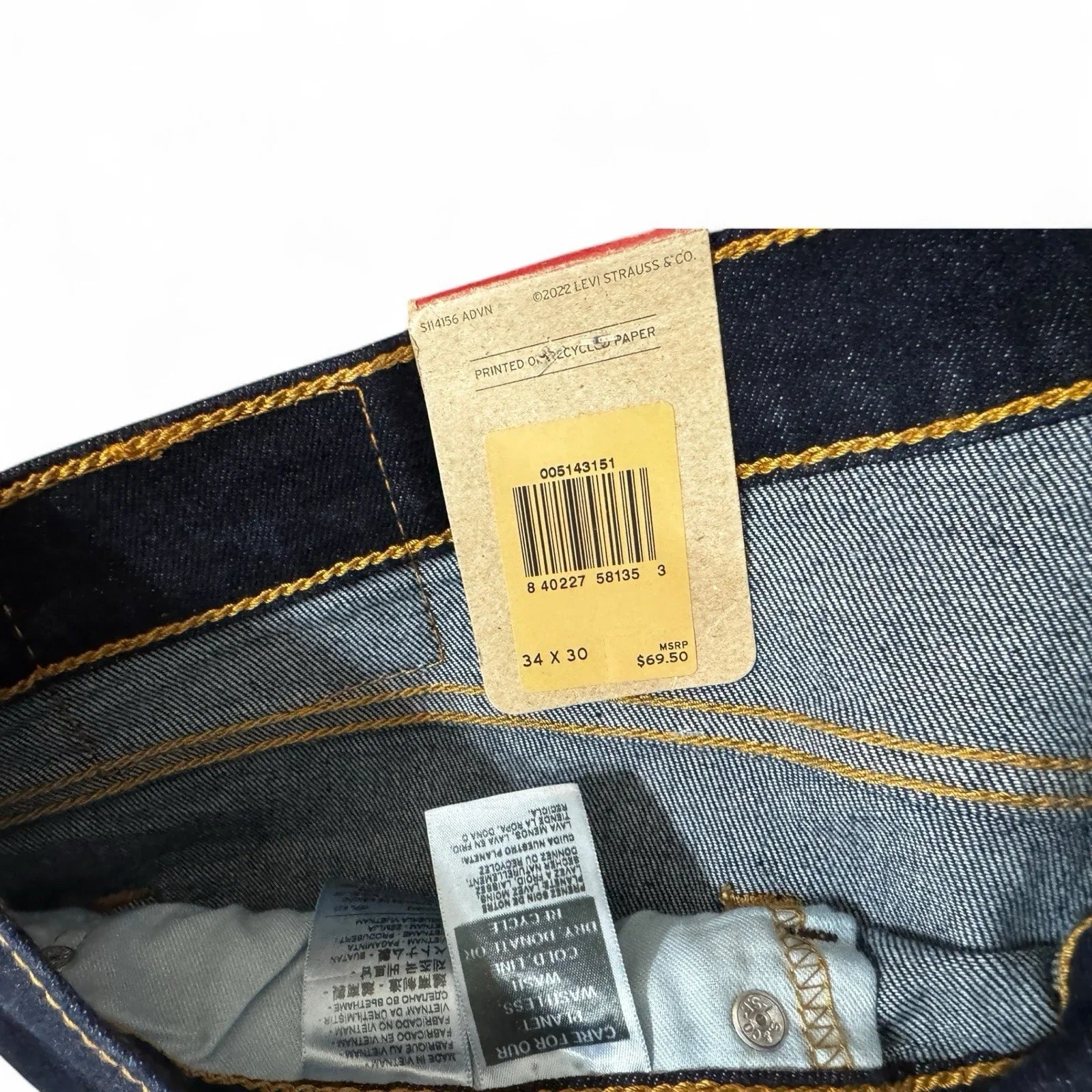 Levi’s 514 Straight Fit Men's Jeans Dark Denim Wash: 34x30 Style# 00514-1325 - Trendiez U ♥ 