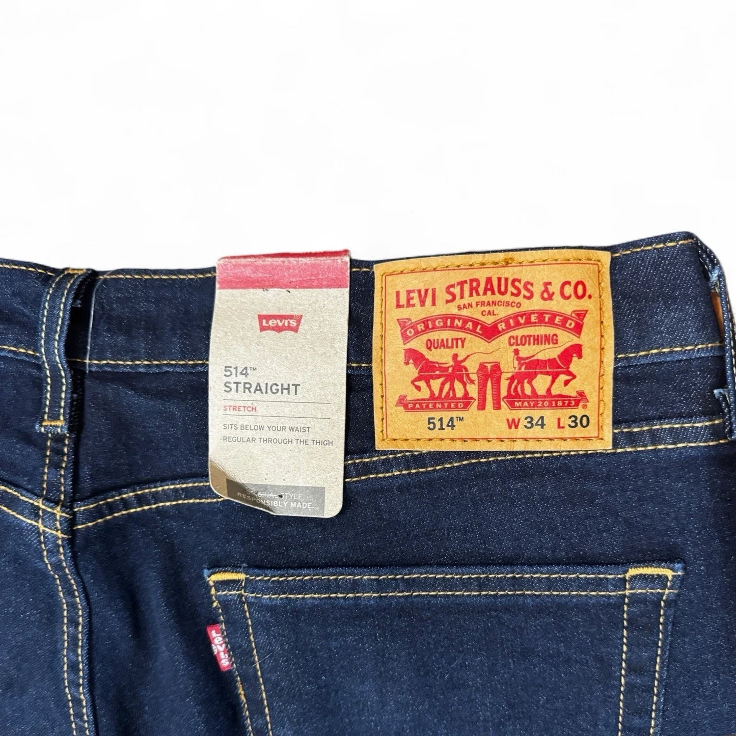 Levi’s 514 Straight Fit Men's Jeans Dark Denim Wash: 34x30 Style# 00514-1325 - Trendiez U ♥ 