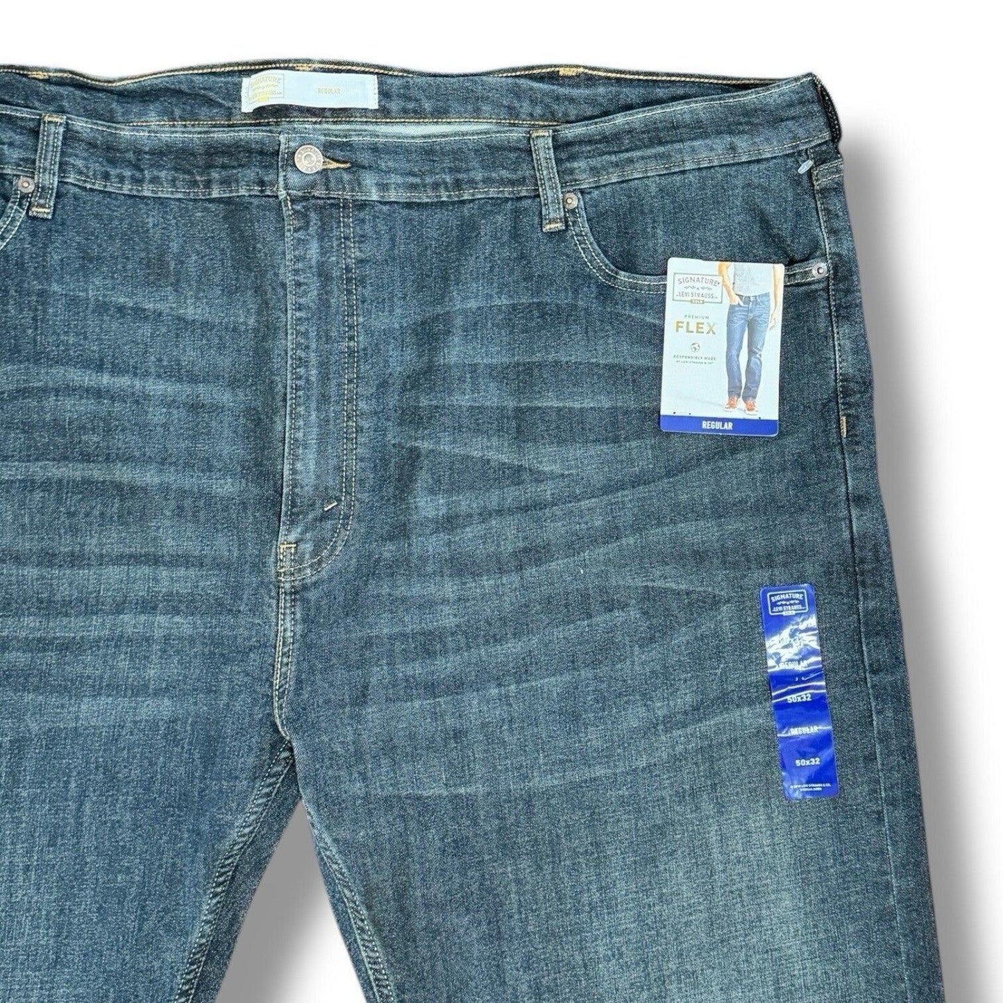 Levi Strauss Flex Relaxed Straight Leg Jeans Mens Sz 50x32 Blue Denim - Trendiez U ♥ 