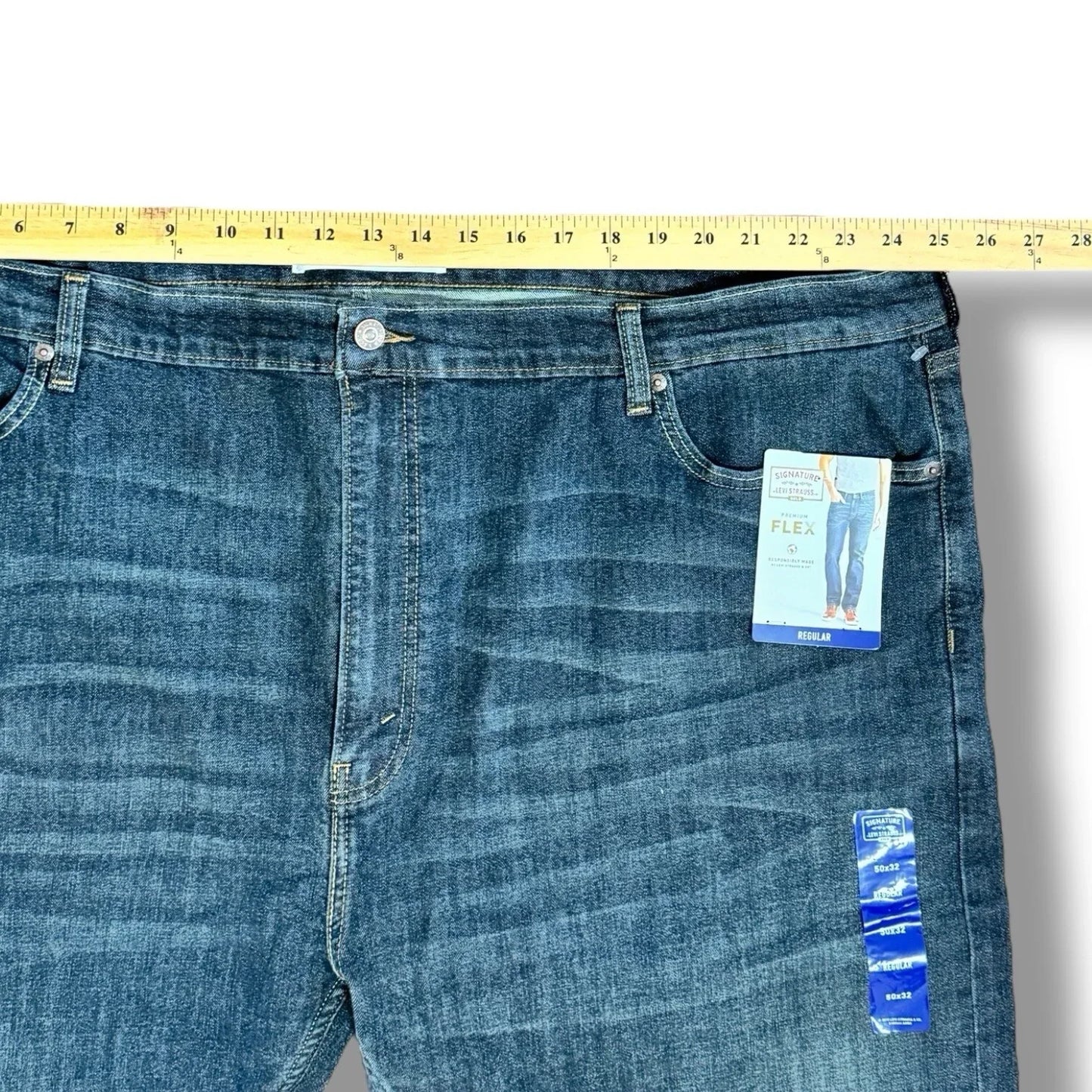 Levi Strauss Flex Relaxed Straight Leg Jeans Mens Sz 50x32 Blue Denim - Trendiez U ♥ 