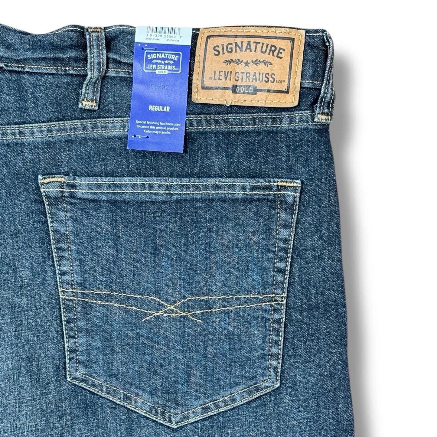 Levi Strauss Flex Relaxed Straight Leg Jeans Mens Sz 50x32 Blue Denim - Trendiez U ♥ 
