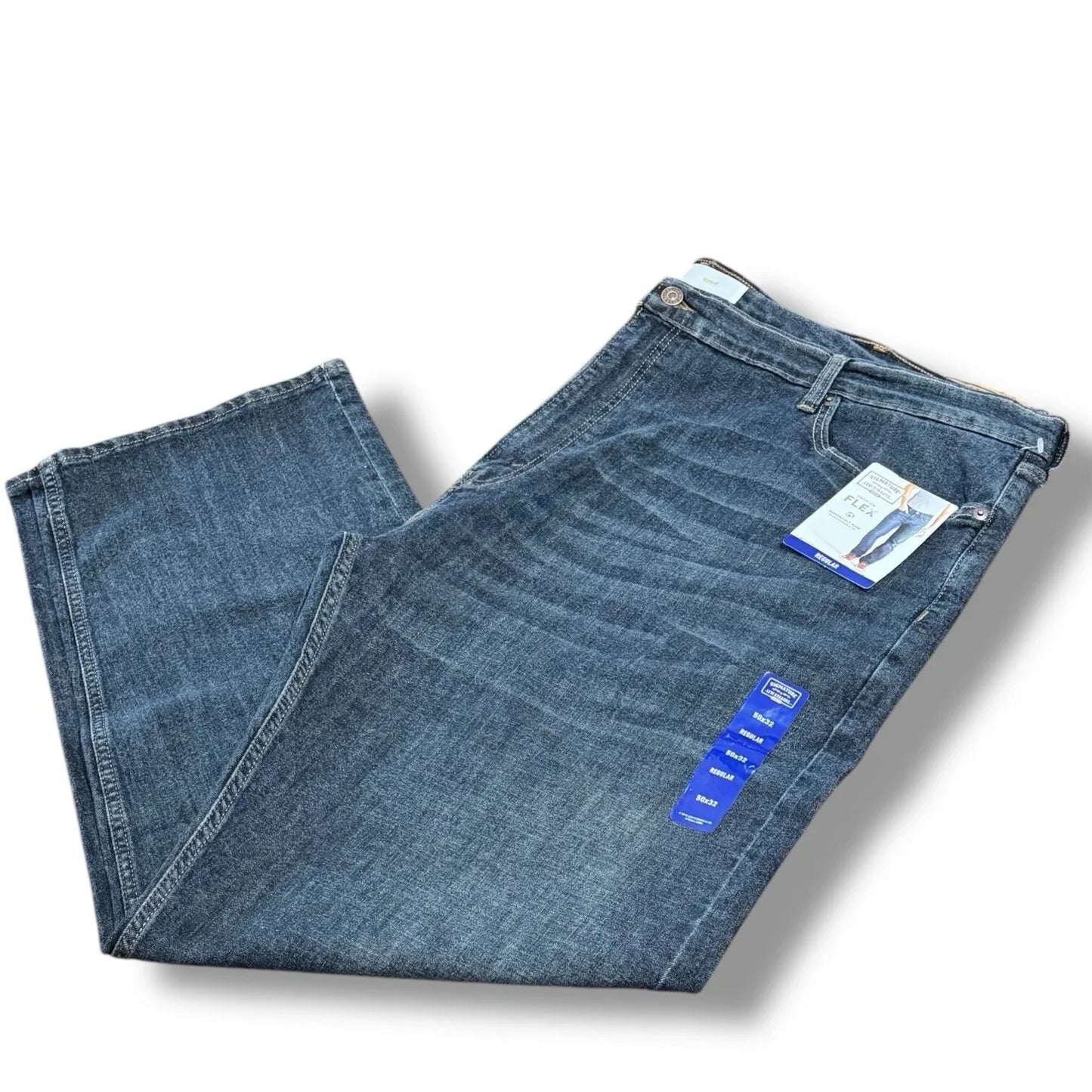Levi Strauss Flex Relaxed Straight Leg Jeans Mens Sz 50x32 Blue Denim - Trendiez U ♥ 