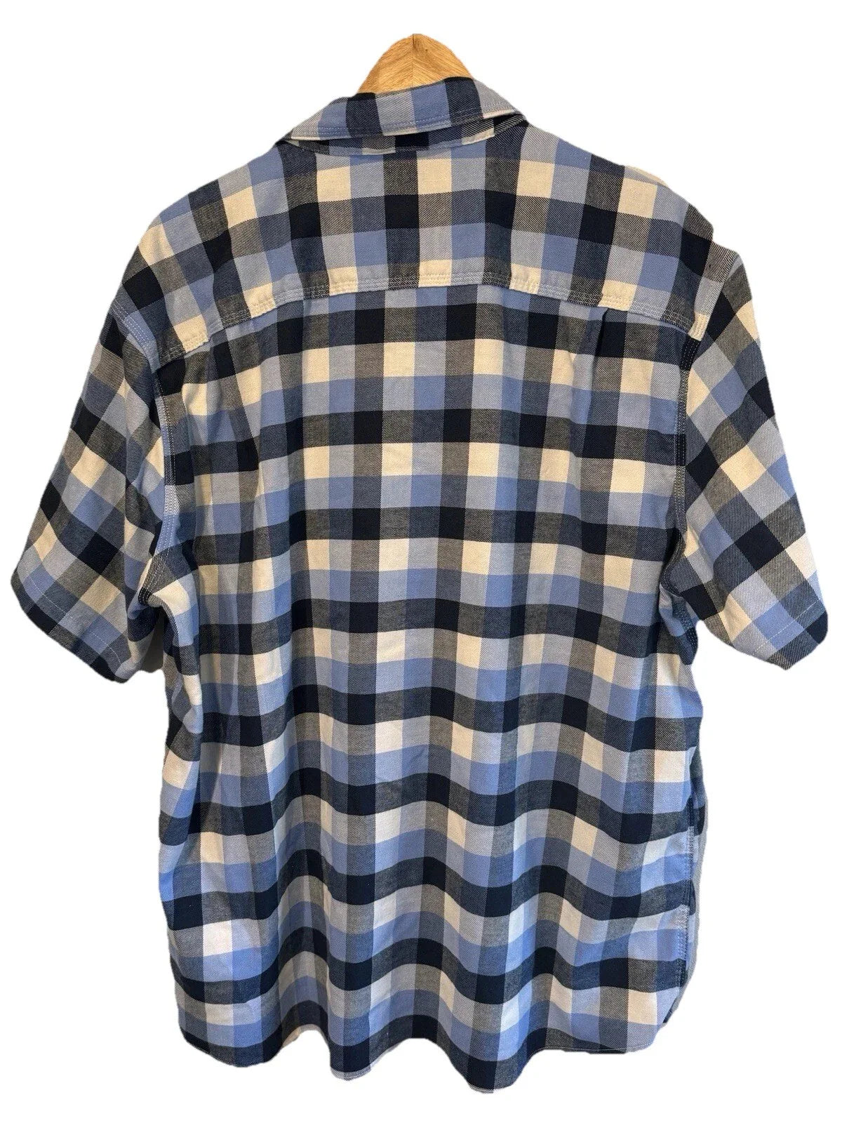 LL Bean Cotton Button Up Shirt Mens Large Blue Short Sleeve - Trendiez U ♥ 