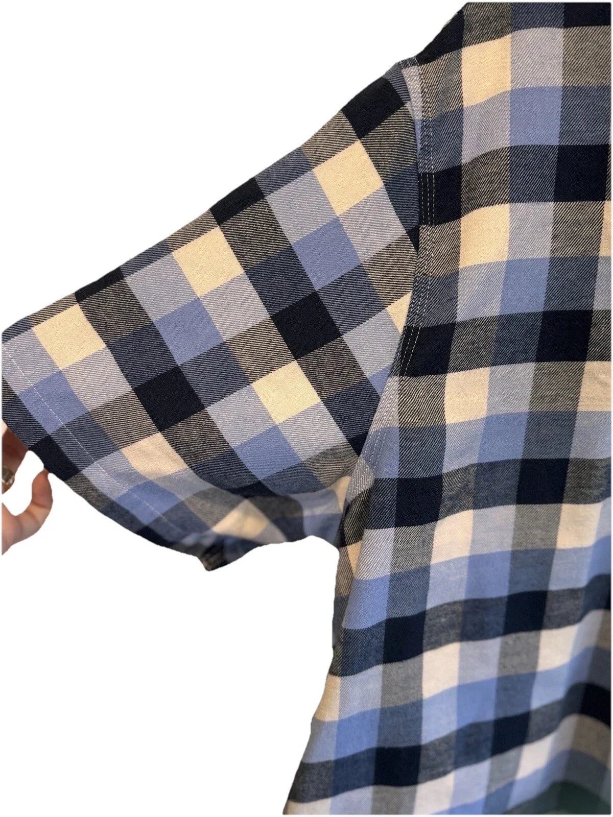 LL Bean Cotton Button Up Shirt Mens Large Blue Short Sleeve - Trendiez U ♥ 