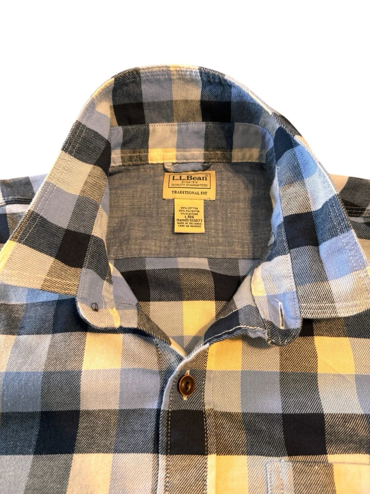 LL Bean Cotton Button Up Shirt Mens Large Blue Short Sleeve - Trendiez U ♥ 