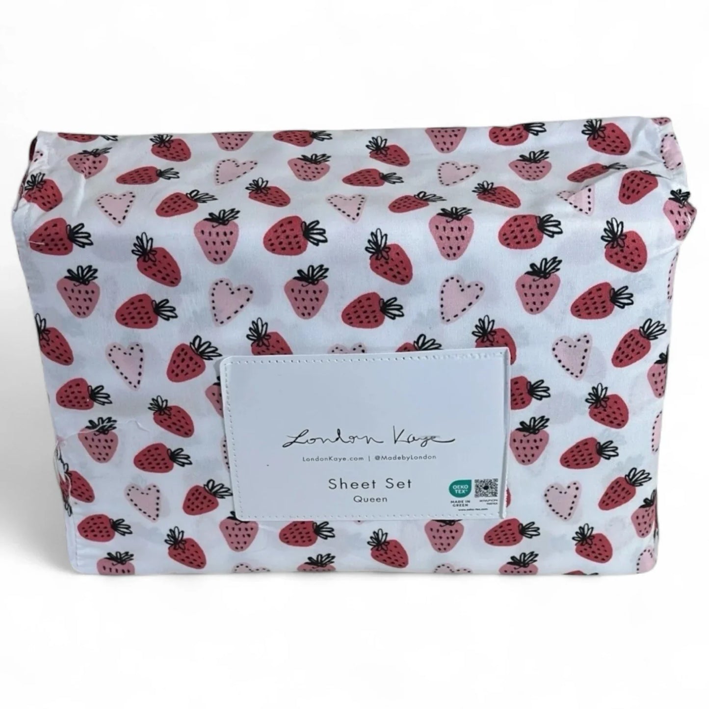 London Kaye Queen Sheet Set – Strawberry Hearts 4 Piece Bedding - Trendiez U ♥ 
