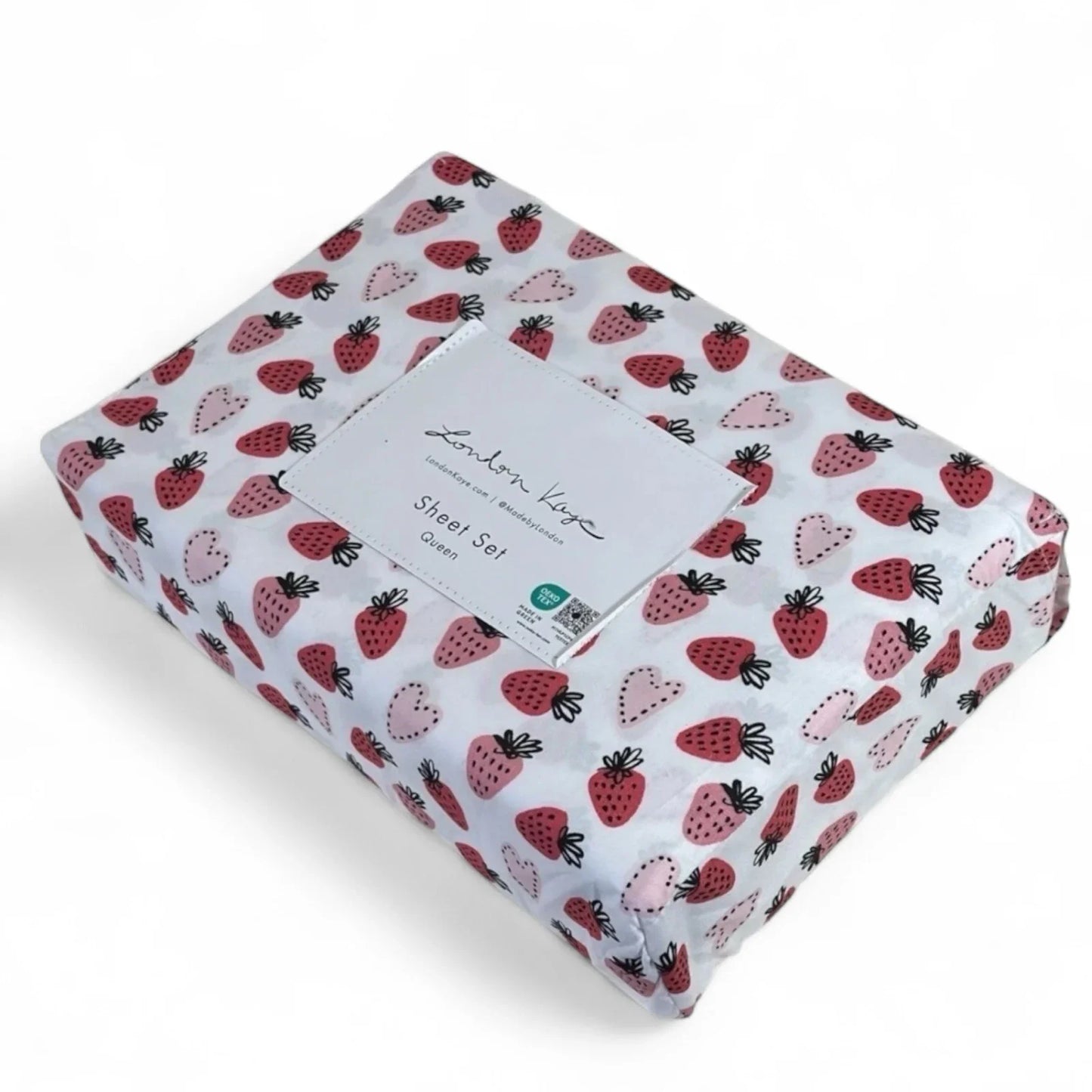 London Kaye Queen Sheet Set – Strawberry Hearts 4 Piece Bedding - Trendiez U ♥ 