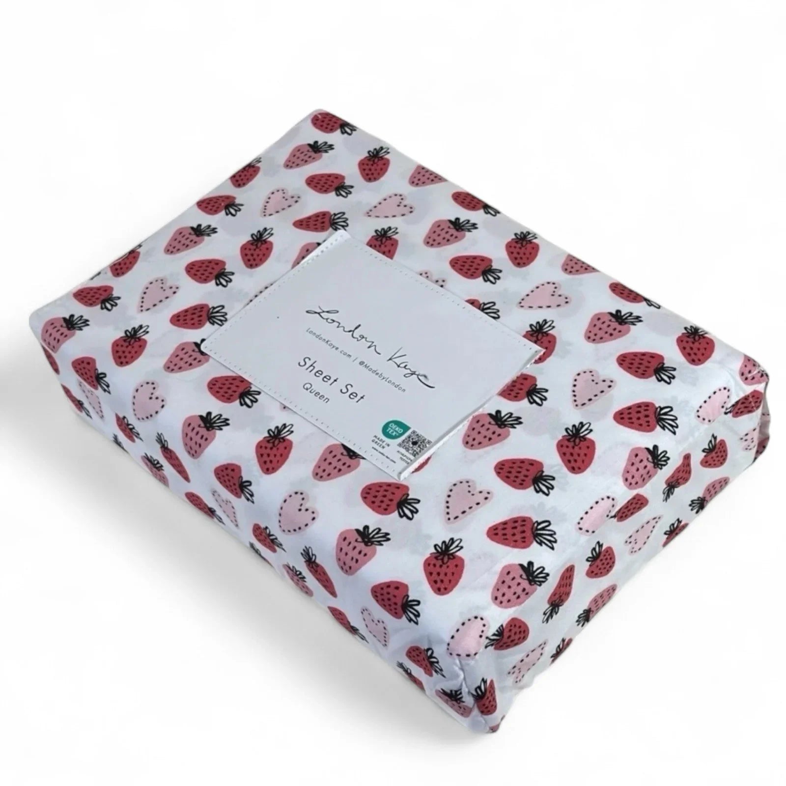 London Kaye Queen Sheet Set – Strawberry Hearts 4 Piece Bedding - Trendiez U ♥ 