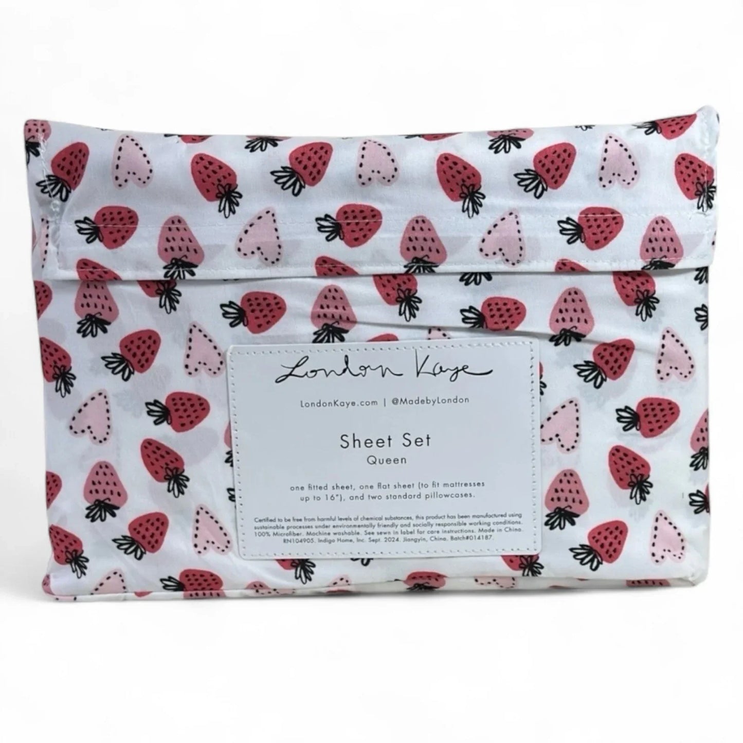 London Kaye Queen Sheet Set – Strawberry Hearts 4 Piece Bedding - Trendiez U ♥ 