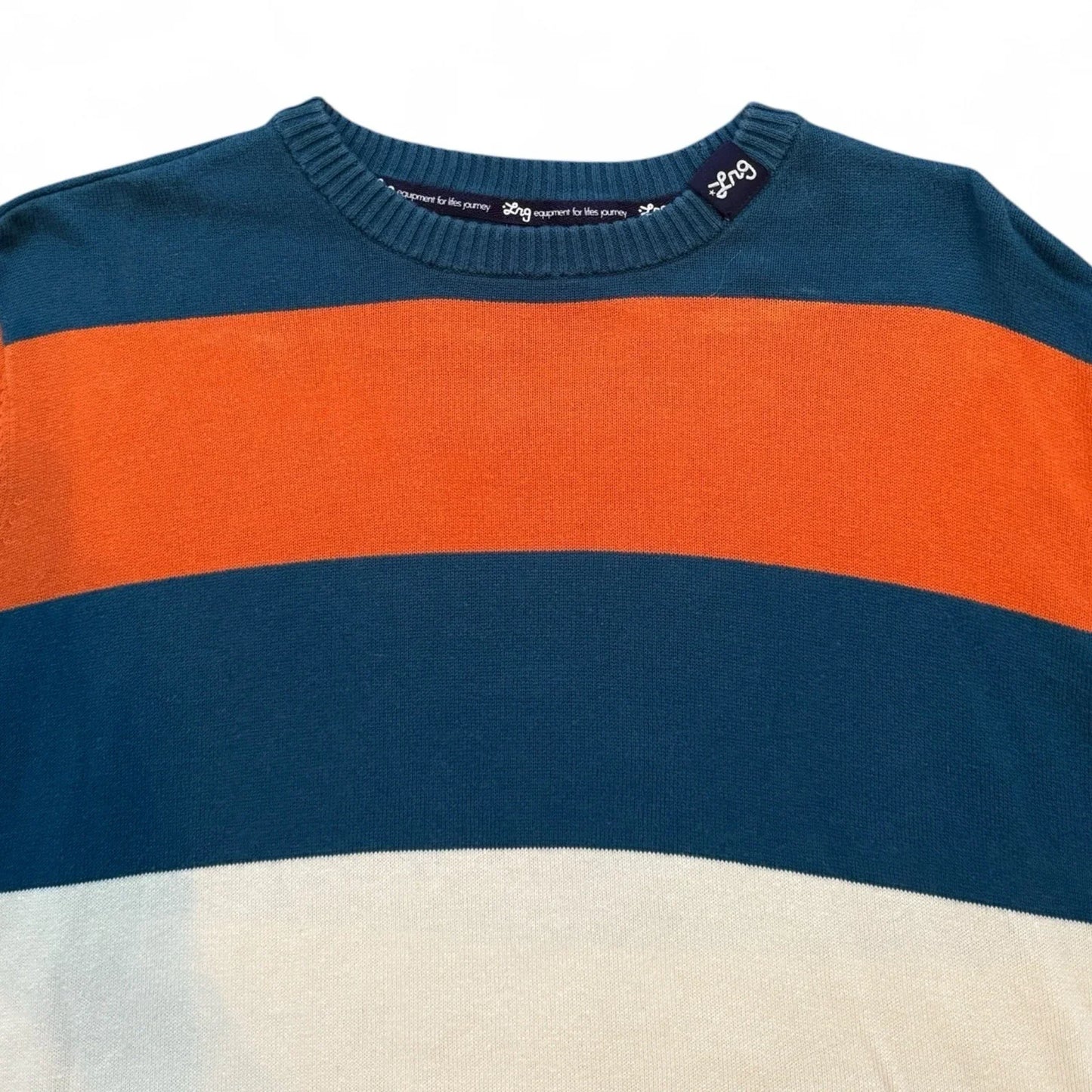 LRG Vintage Sweater – Men’s Medium, Blue & Orange Striped - Trendiez U ♥ 
