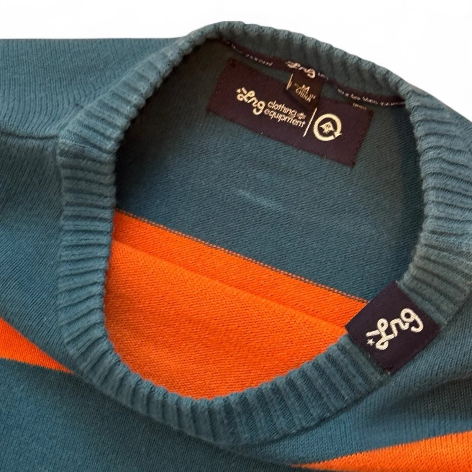 LRG Vintage Sweater – Men’s Medium, Blue & Orange Striped - Trendiez U ♥ 