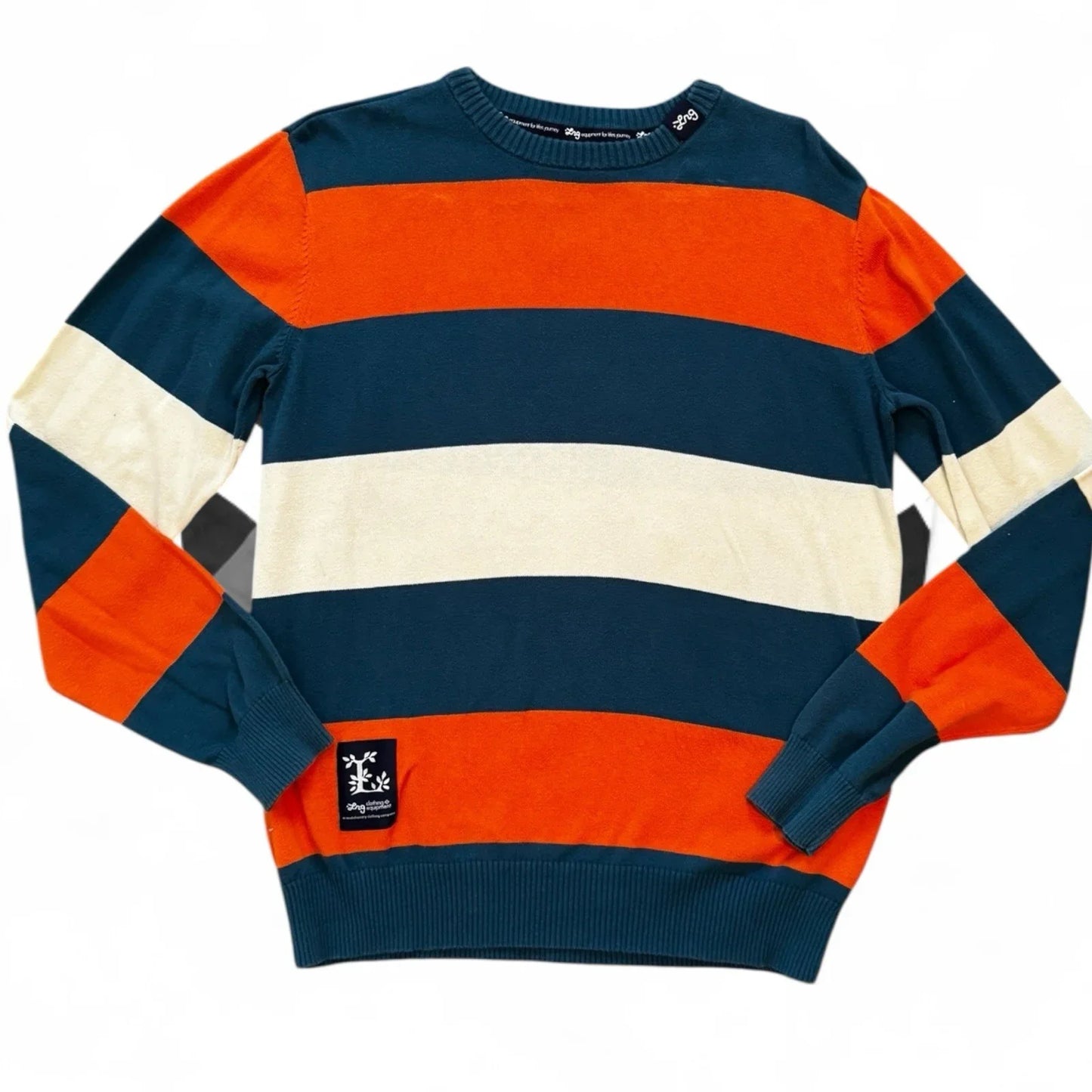 LRG Vintage Sweater – Men’s Medium, Blue & Orange Striped - Trendiez U ♥ 
