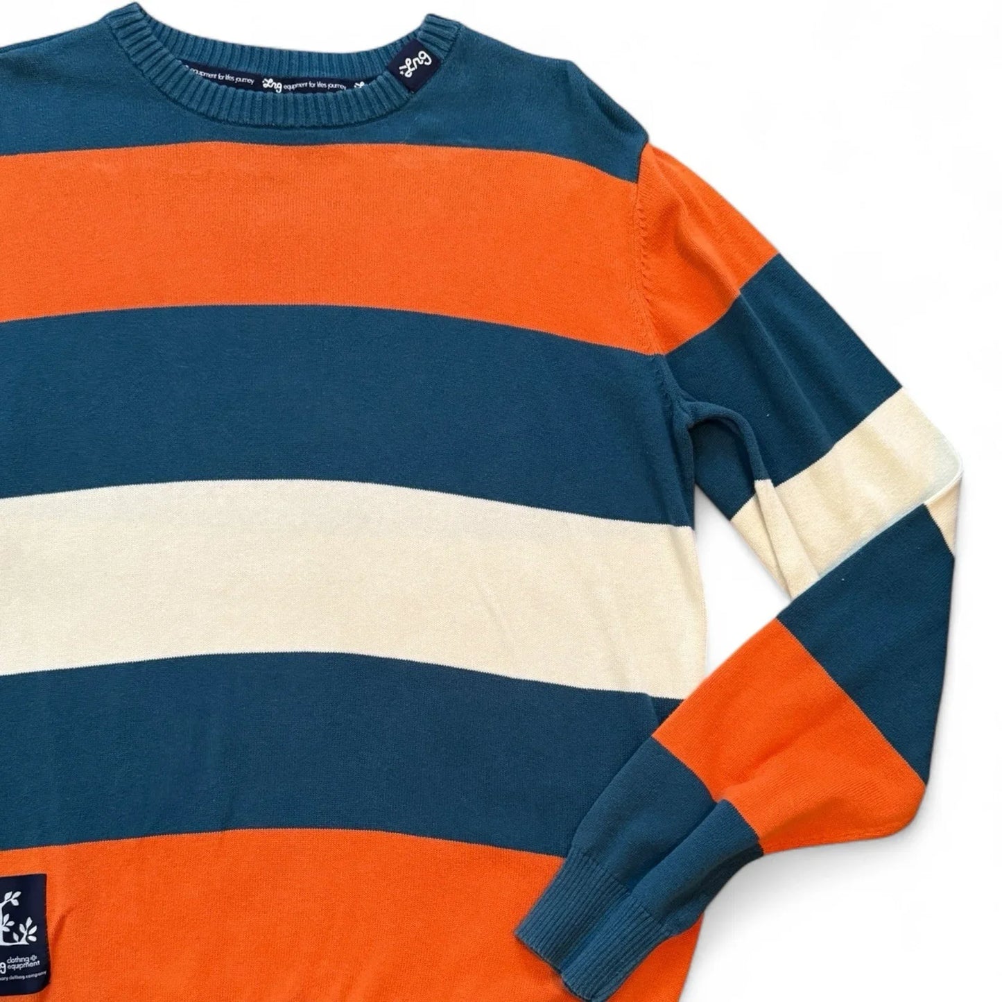 LRG Vintage Sweater – Men’s Medium, Blue & Orange Striped - Trendiez U ♥ 