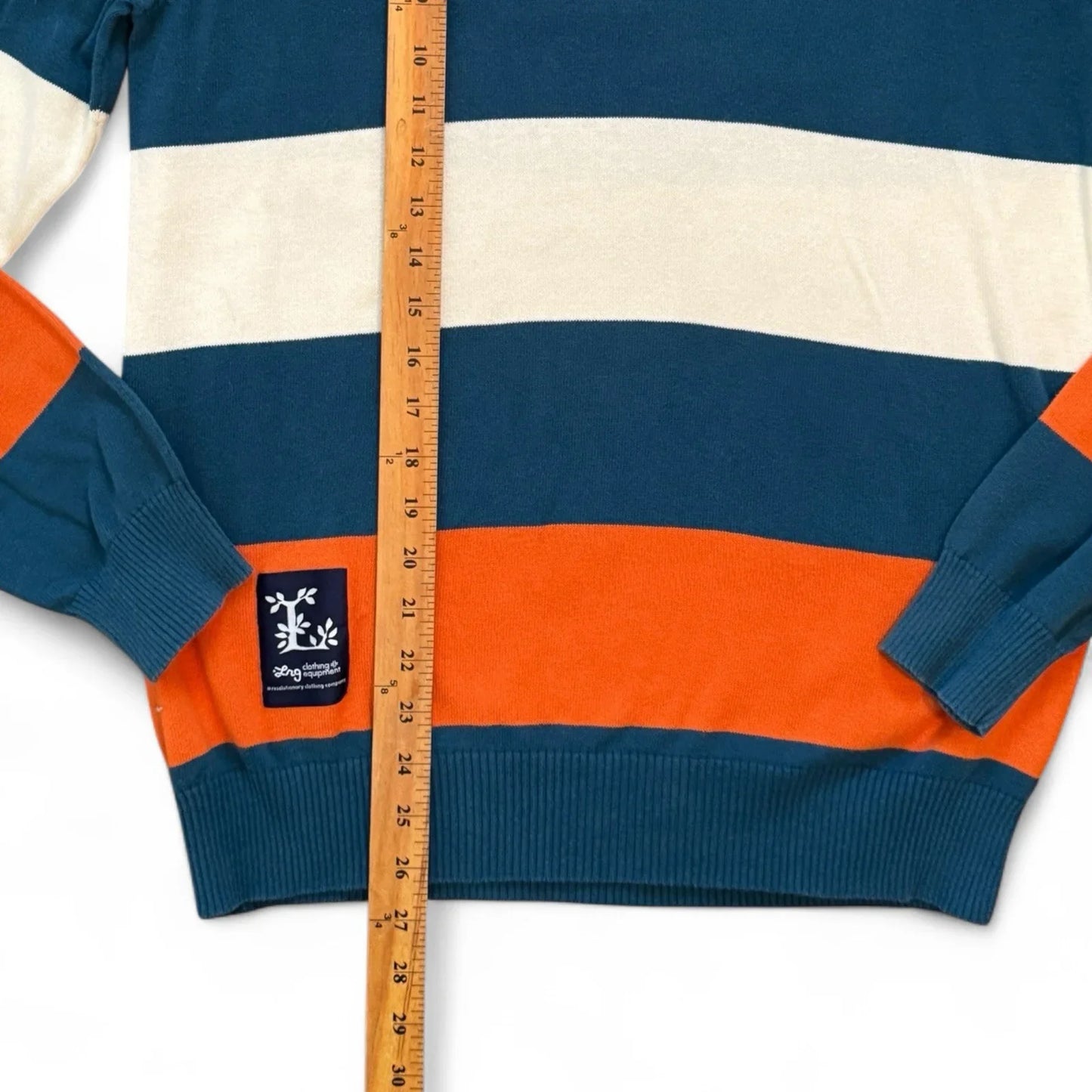 LRG Vintage Sweater – Men’s Medium, Blue & Orange Striped - Trendiez U ♥ 