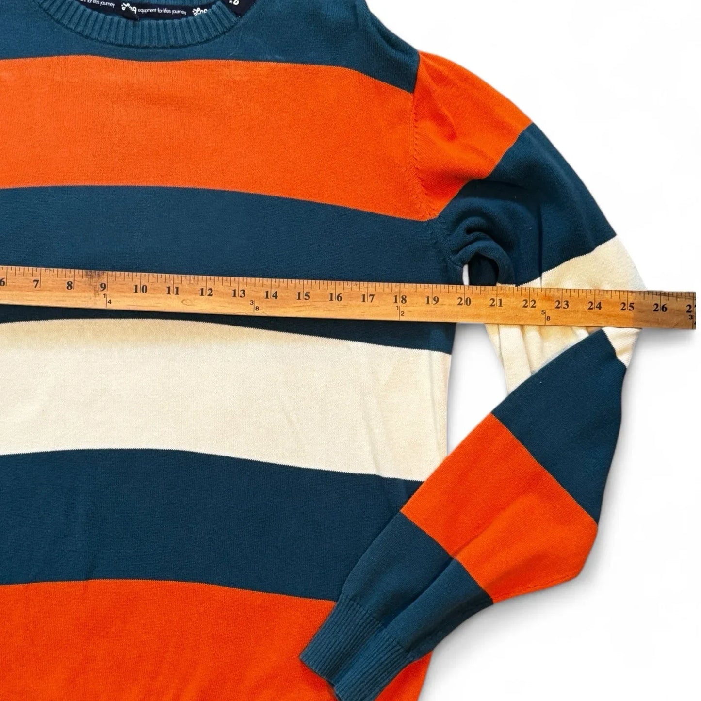 LRG Vintage Sweater – Men’s Medium, Blue & Orange Striped - Trendiez U ♥ 