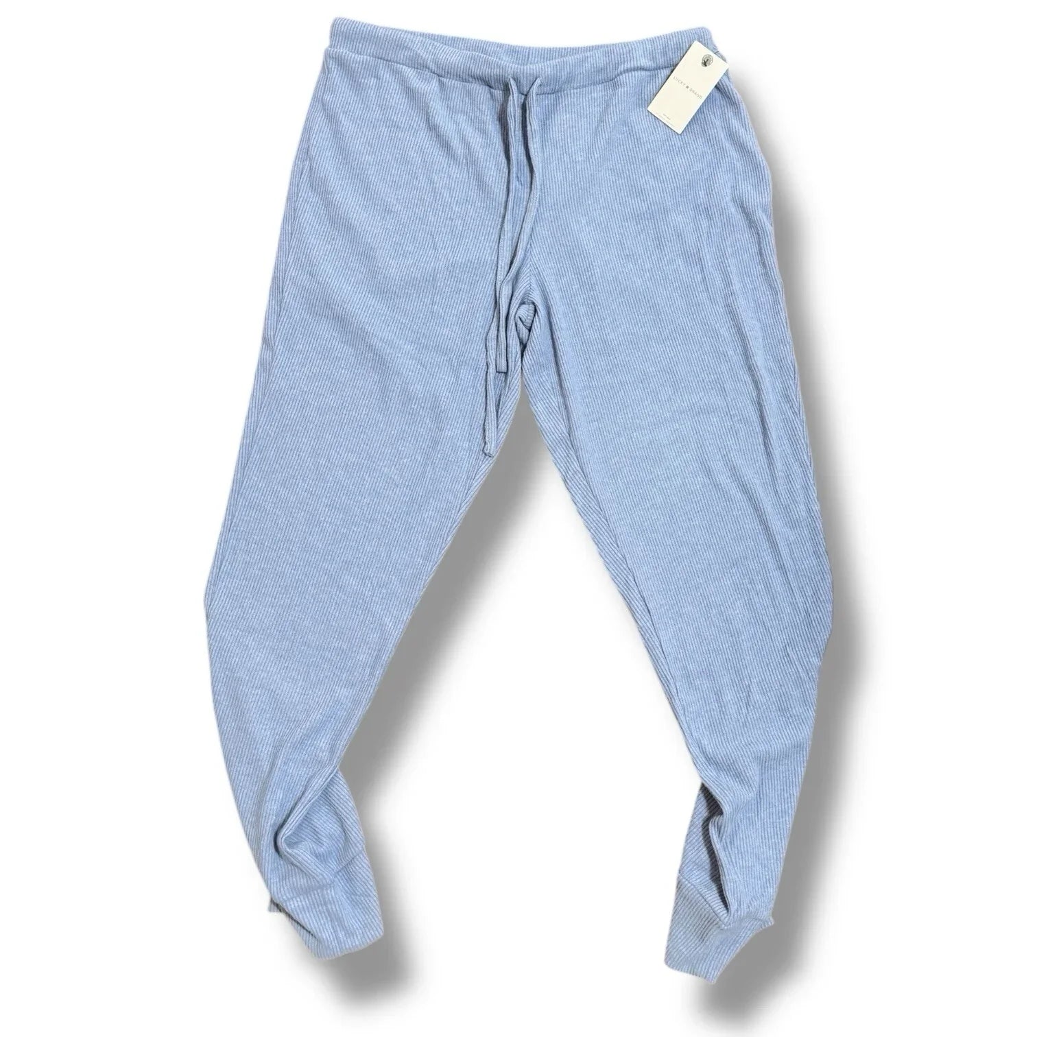 Lucky Brand Women Pajama Pants Large Baby Blue Ribbed Knit Lounge Sleepwear - Trendiez U ♥ 