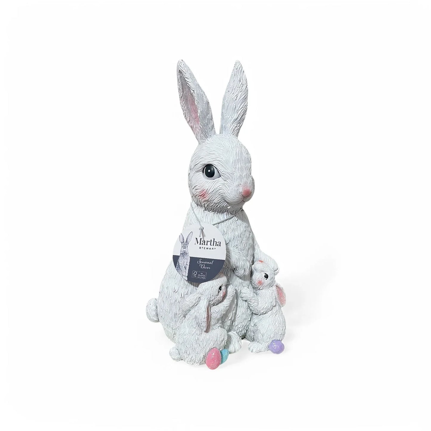 Martha Stewart 11” Resin Bunny with Baby Bunnies Easter Spring Decor Figurine - Trendiez U ♥ 