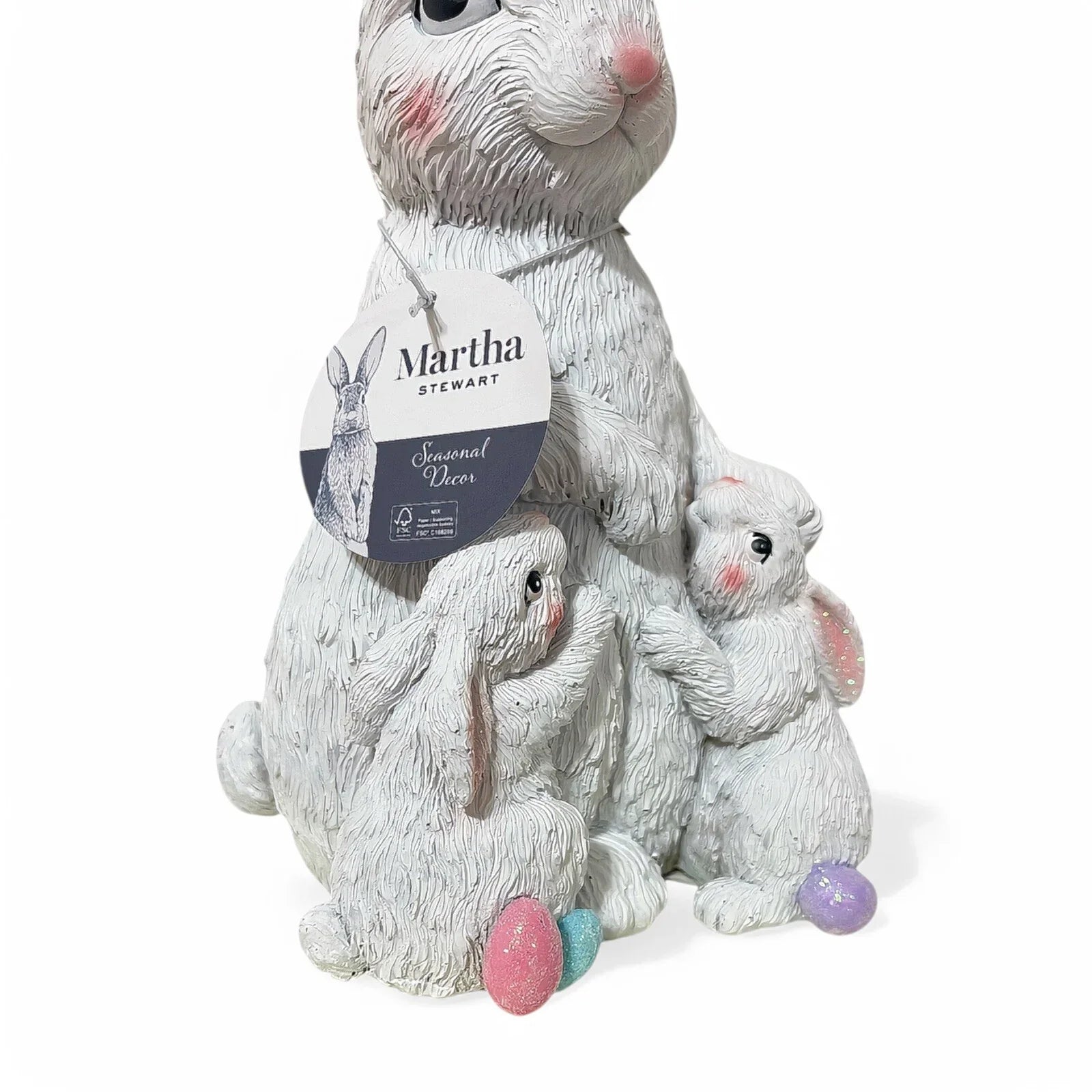 Martha Stewart 11” Resin Bunny with Baby Bunnies Easter Spring Decor Figurine - Trendiez U ♥ 