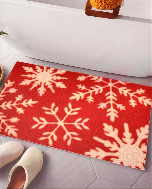 MARTHA STEWART CHRISTMAS RED SNOWFLAKE ULTRA SOFT BATH RUG CARPET,FLOOR MAT - Trendiez U ♥ 