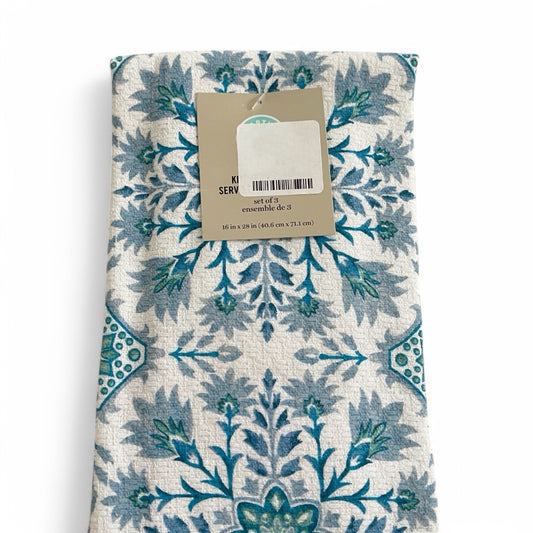 Martha Stewart Dual Purpose Blue Floral Kitchen Towel Set of 3 Boho Spring - Trendiez U ♥ 